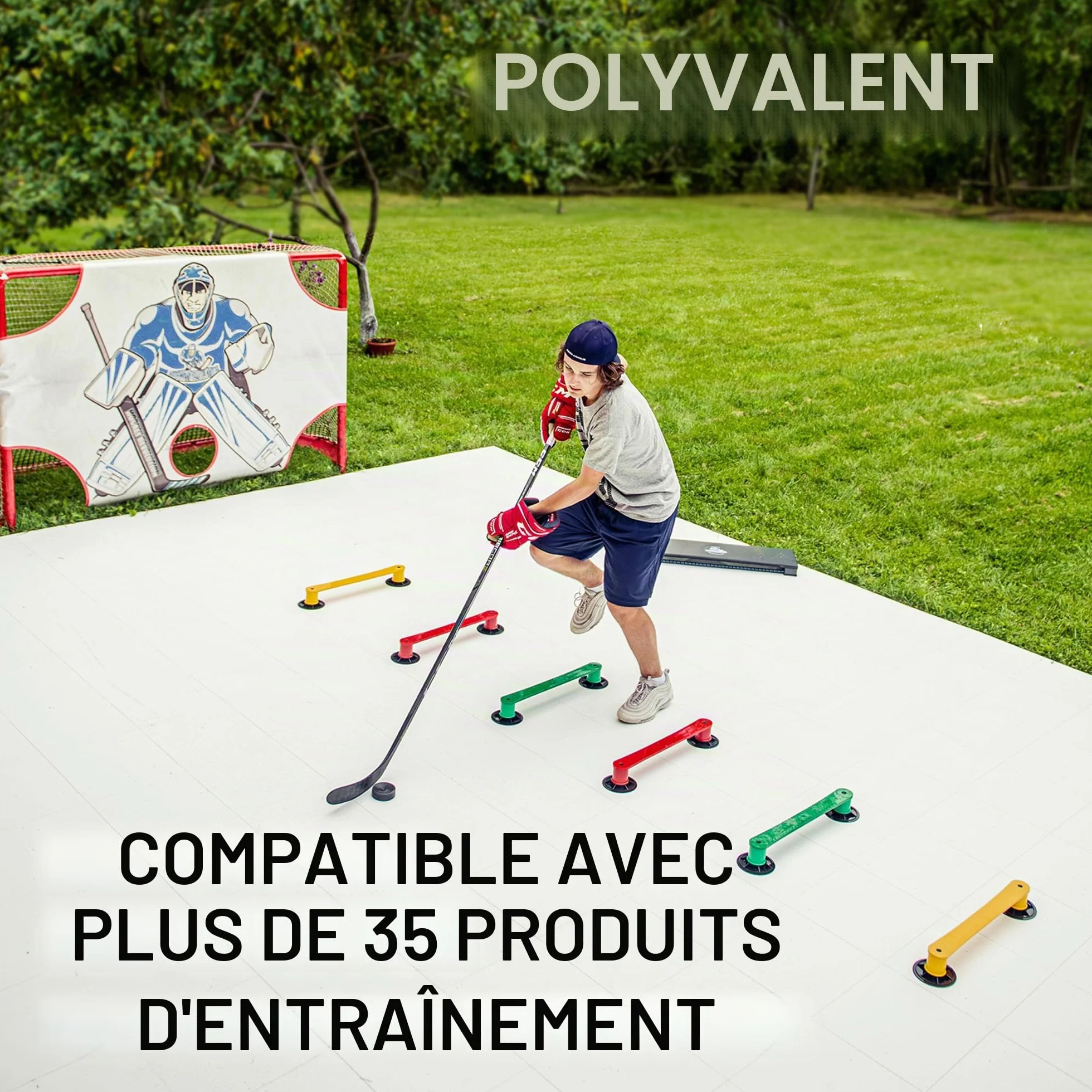 Hockey Revolution Dryland Dalles de Sol – Surface d'entraînement imbriquée Lisse pour Tirer, Passer – Intérieur et Extérieur