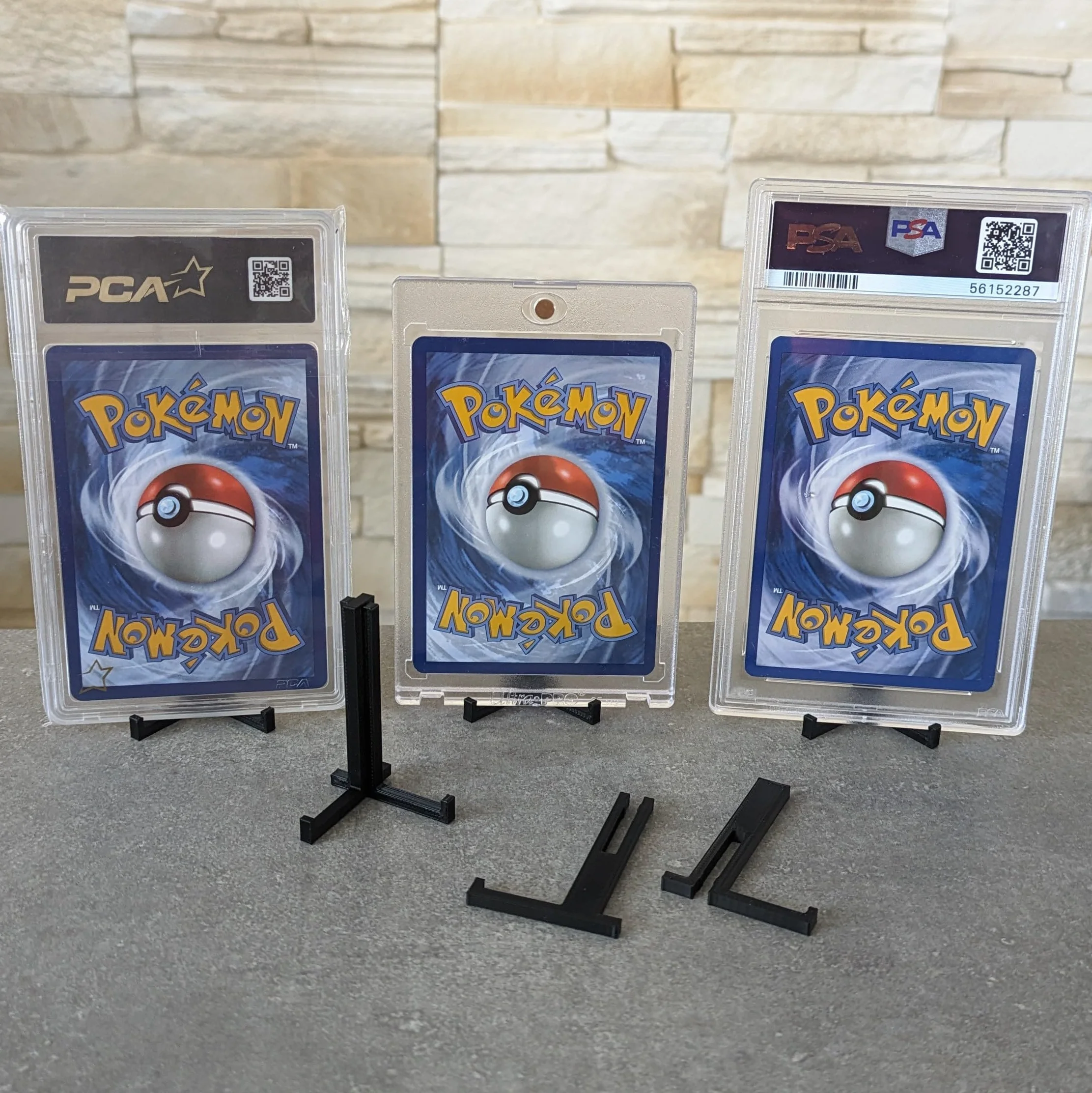 Présentoir compatible cartes Pokémon Support toploader Porte cartes gradées PCA PSA TCC CCC BGS Ultra pro Booster Noir
