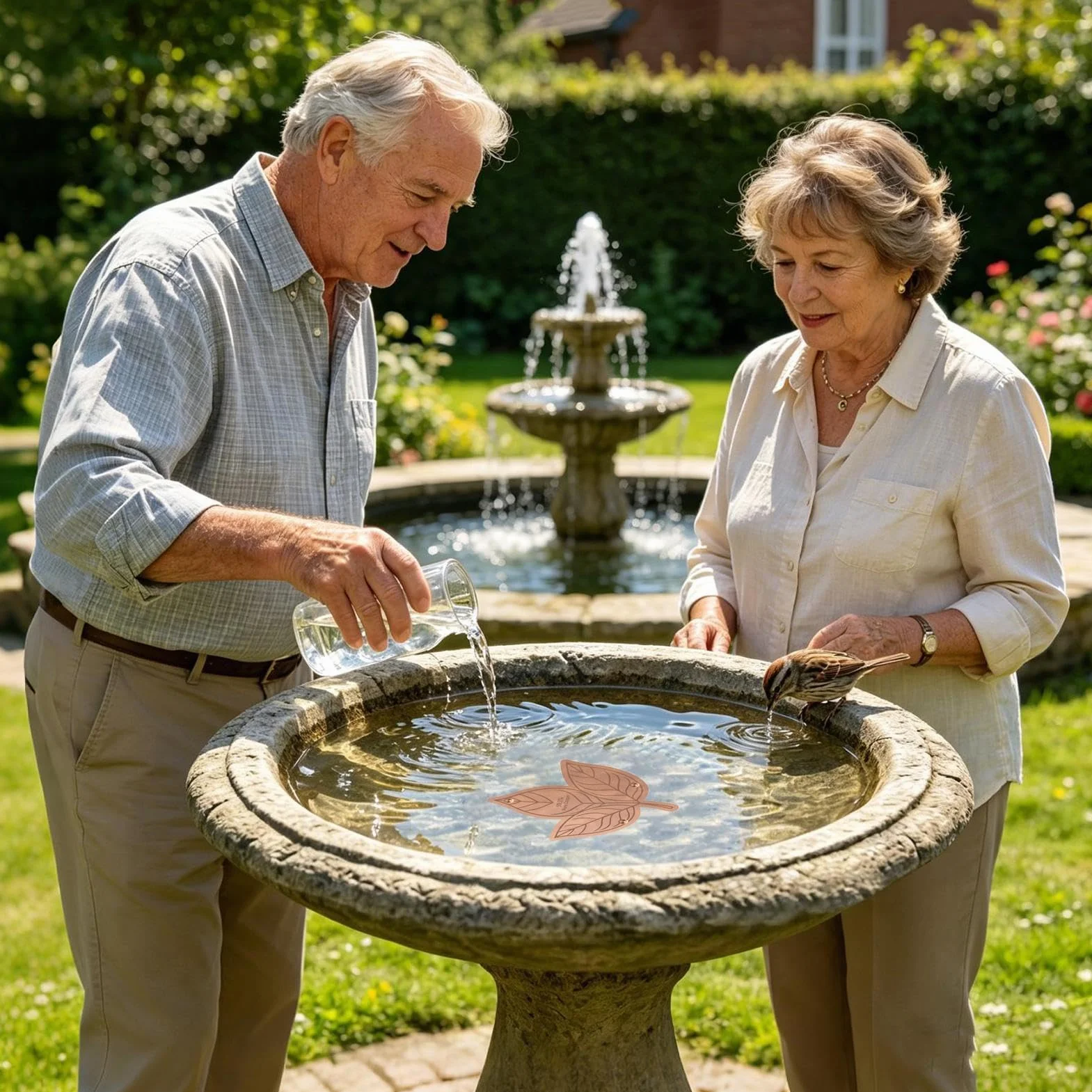 Générique De Bain pour Oiseaux À Disque en Cuivre – Nettoyeur d'eau À Triple Point, Purification Extérieur Naturel, Anti-algues en Cuivre Durable