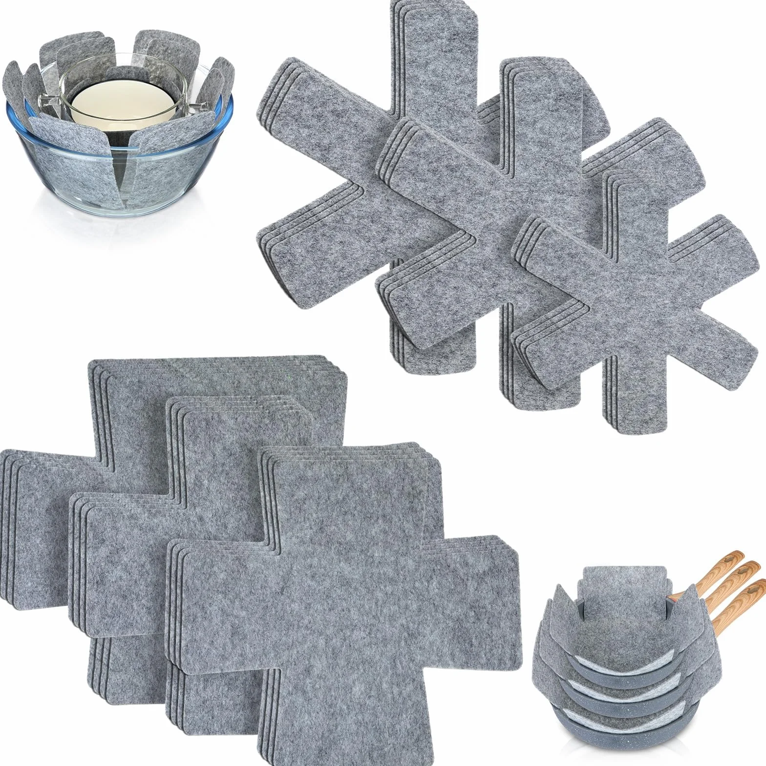 Lot de 10 protège-poêles en Feutre 26 cm Résistant à la Chaleur Antidérapant Protection poêle et Casserole