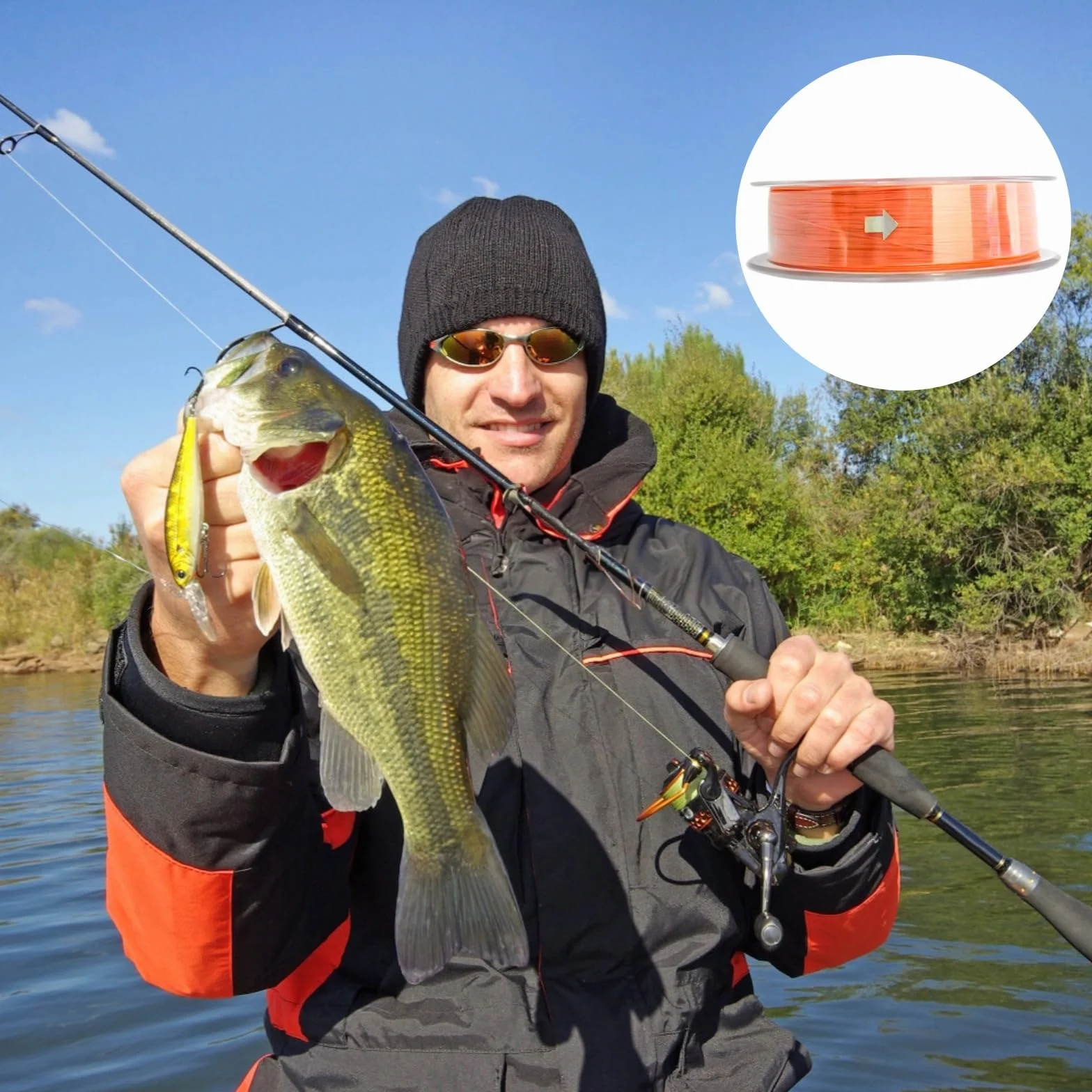 Tenkara Level Line – Ligne de pêche haute performance en polyéthylène, orange fluo, revêtement lisse, solide pour l'eau salée, 100 m