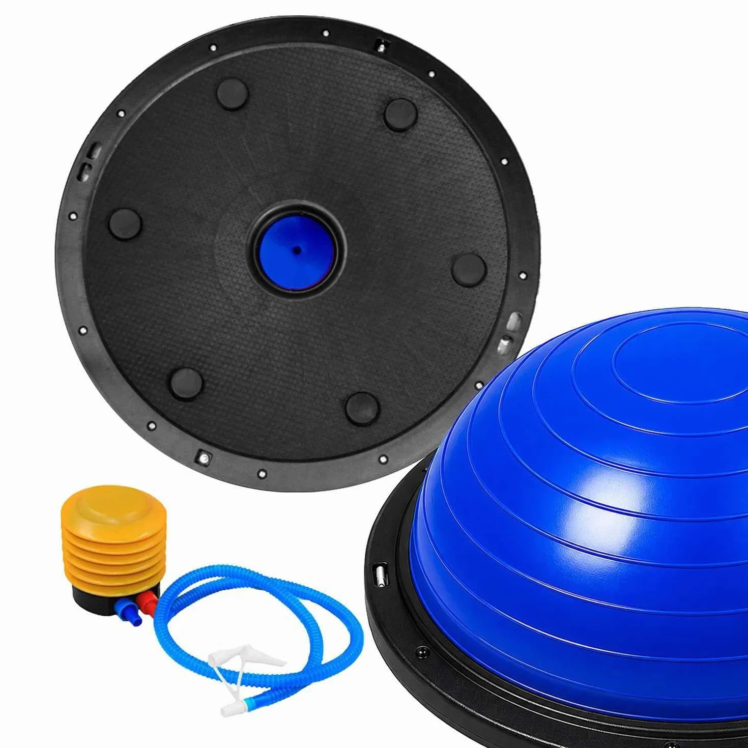 Demi Ballon Equilibre, Demi Sphere, Pliométrie, Proprioception, Antidérapant avec Gonfleur et Bandes de Résistance