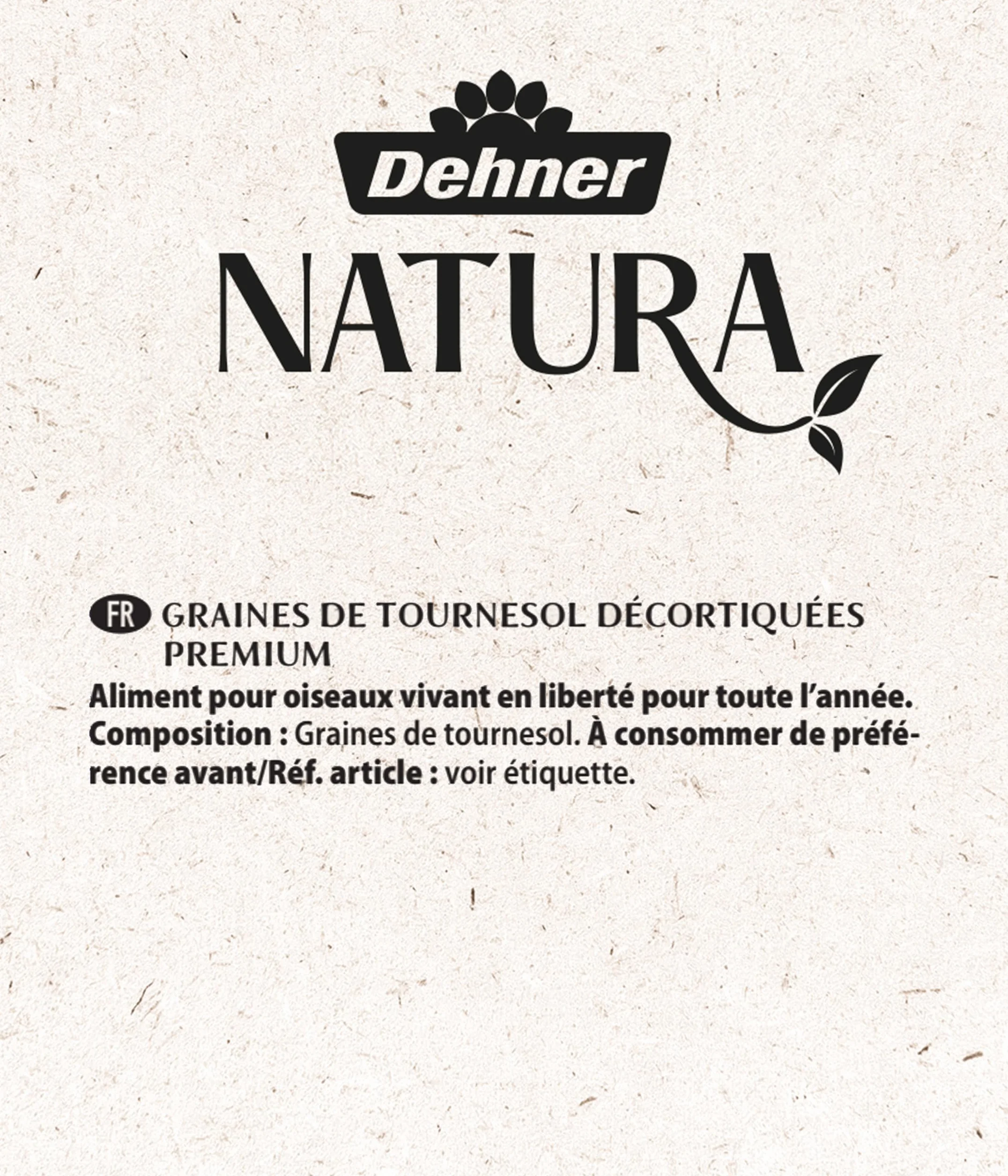 Dehner Natura Premium Nourriture pour Oiseaux Sauvages Graines de Tournesol Décortiquées 1 kg