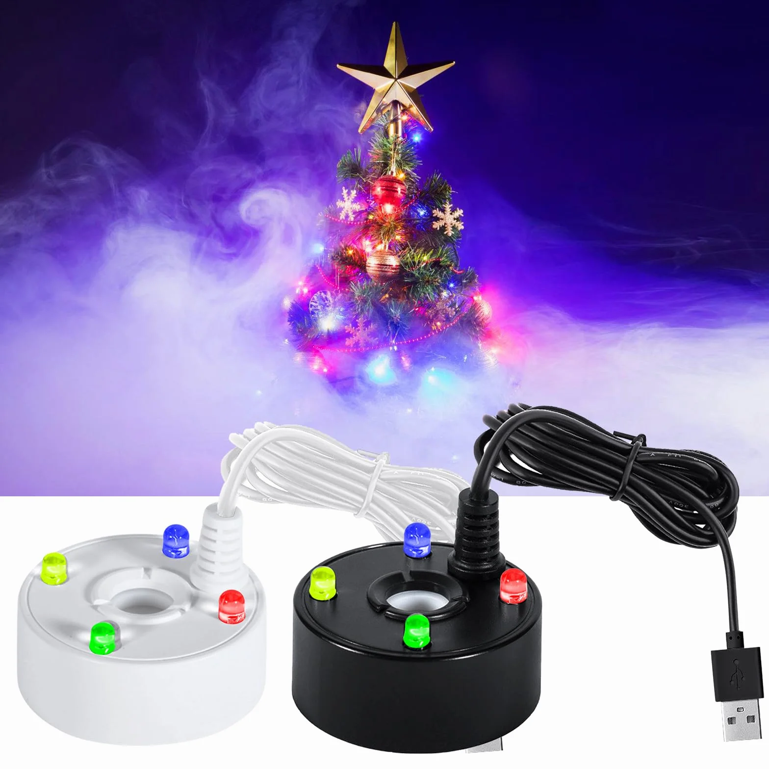 BORDEAG 2 Pièces Brumisateur À Ultrasons 5 V Mini Machine À Brouillard Fontaine d'eau USB pour Étang Aquarium Jardin