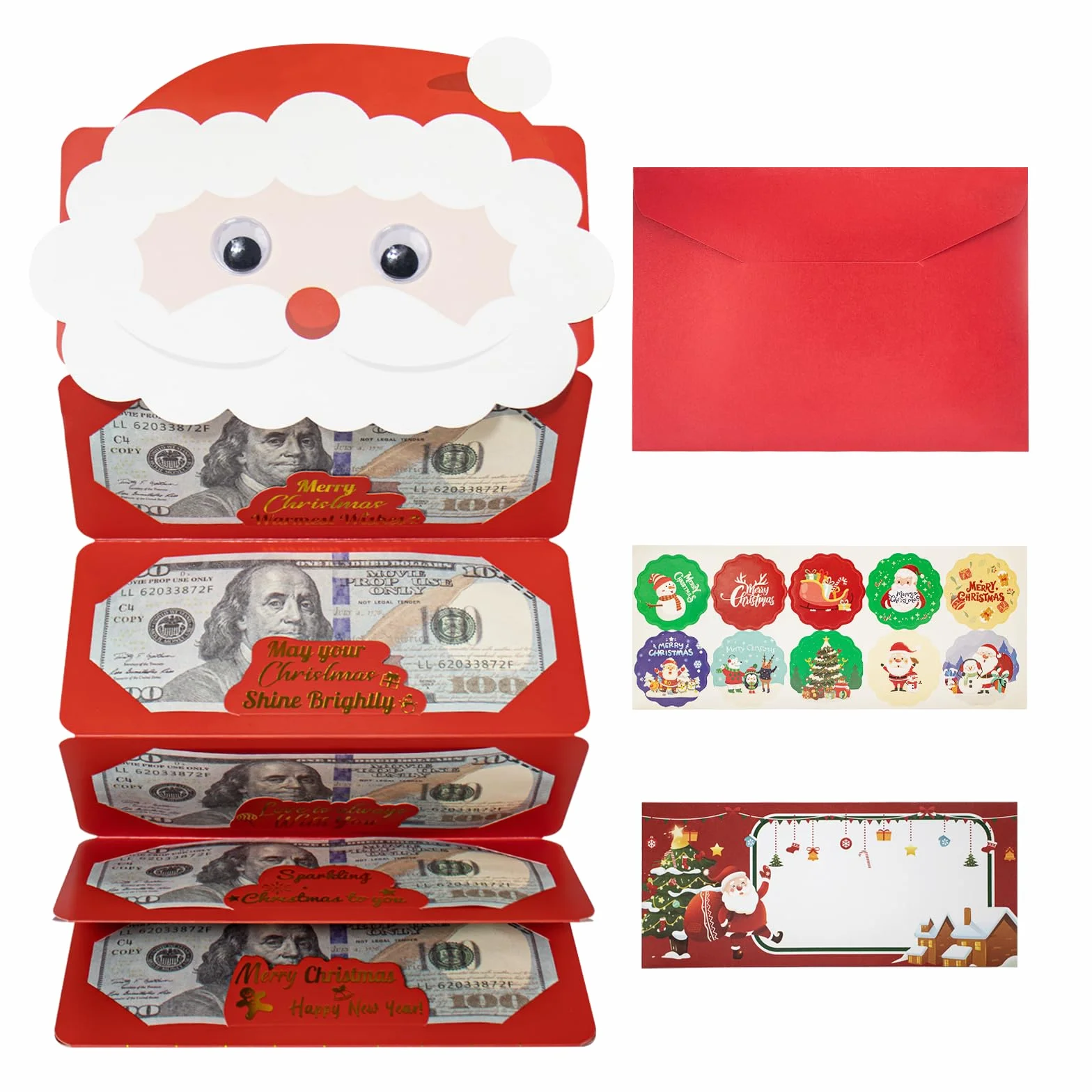 Porte-monnaie carte cadeau Noël 6 emplacements cartes cadeaux Père Noël