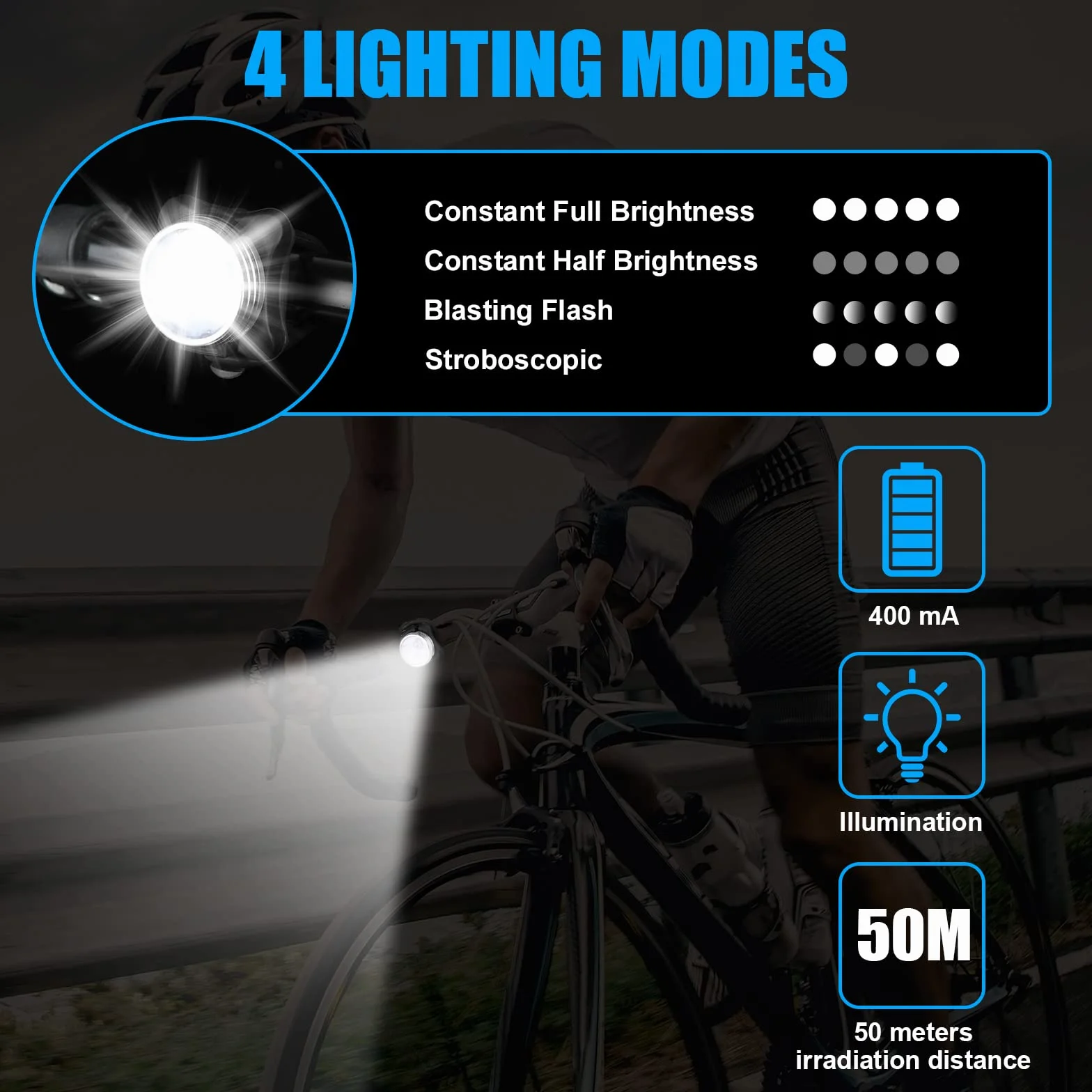Flintronic Lumiere Velo Rechargeable Avant et Arrière, Lampe LED de Vélo, Kit Éclairage Vélo Éclairage USB Antichoc Impermeable Phare Lampe LED de Vélo pour VTT VTC Cycliste Poussette