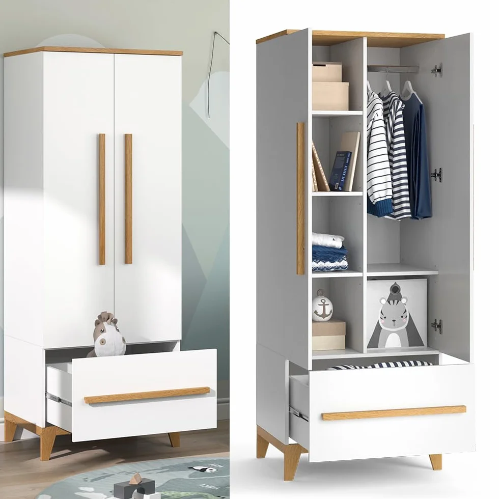 VitaliSpa Armoire Enfants Malia Blanc 70x186.8cm Rangement Vêtements