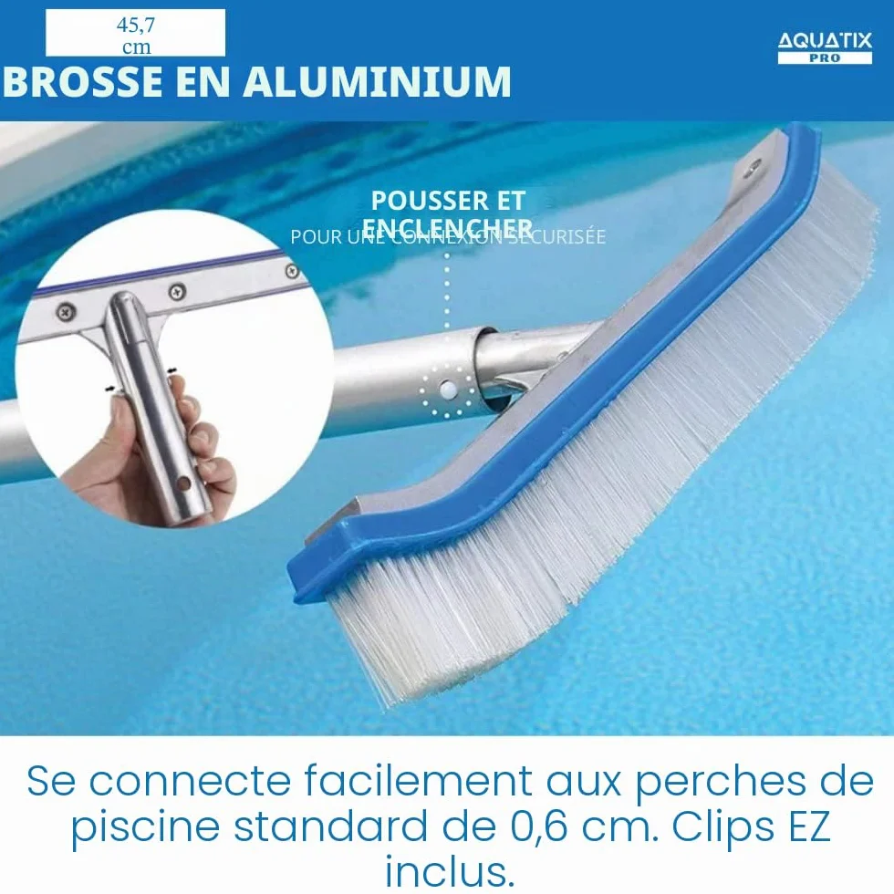 Aquatix Pro Brosse de Nettoyage pour Piscine 18" Aluminium Premium Tête de Brosse Heavy Duty