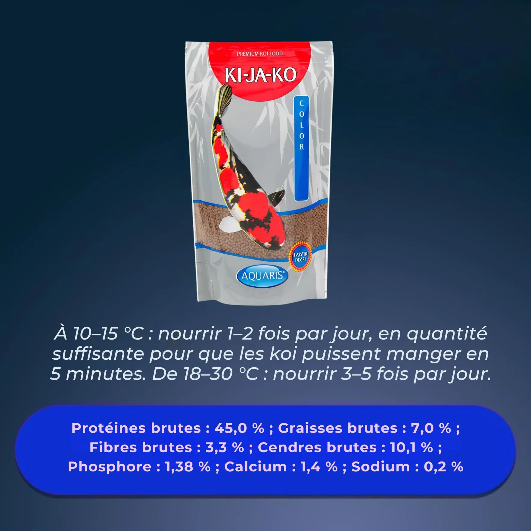 Nourriture pour carpes koï 3 kg 6 mm enrichie en astaxanthine et paprika intensifie couleur