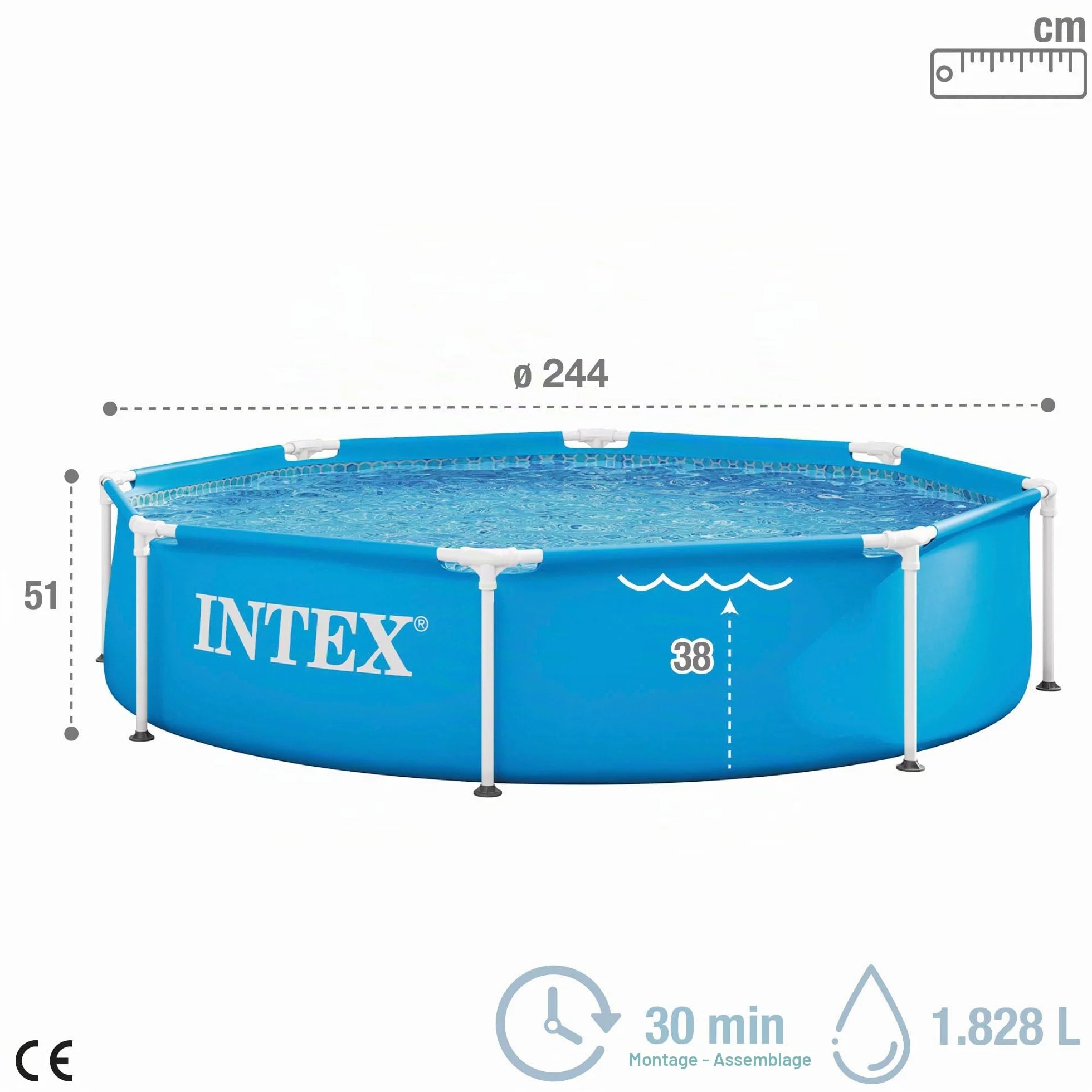 Intex Piscine Metal Frame Ronde Tubulaire 2,44 x 0,51m