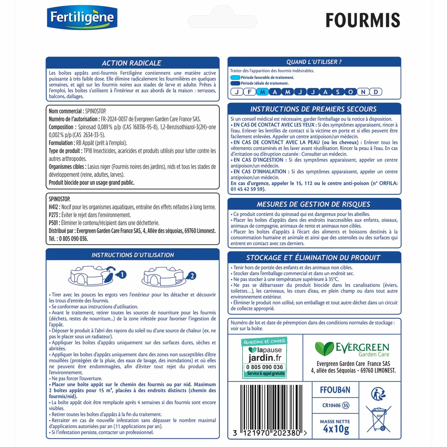 FERTILIGENE KB HOME DEFENSE Boîtes Appâts Anti-Fourmis Lot de 4