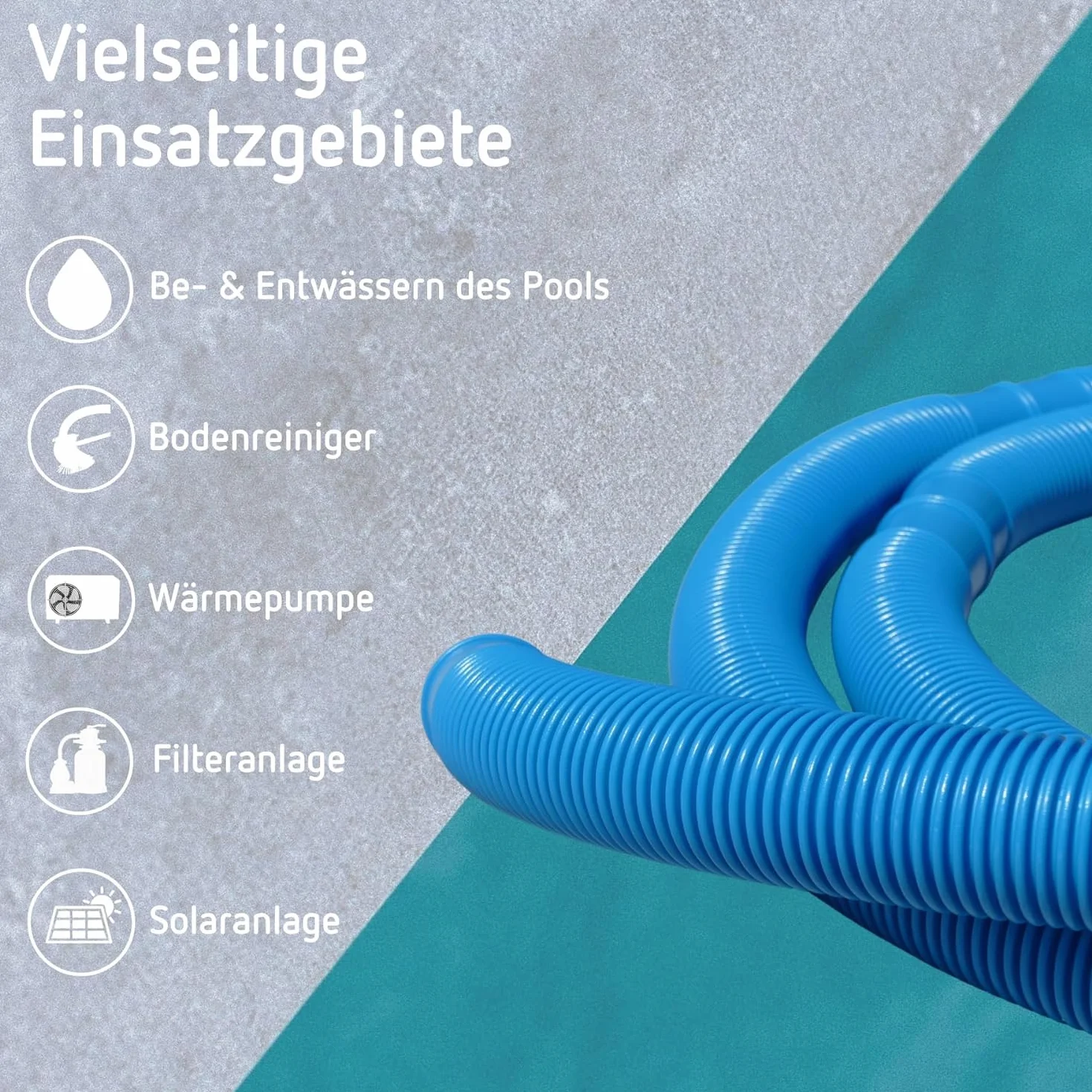 Tuyau de piscine 32 mm 6,6 m bleu résistant UV chlore pour pompe filtration