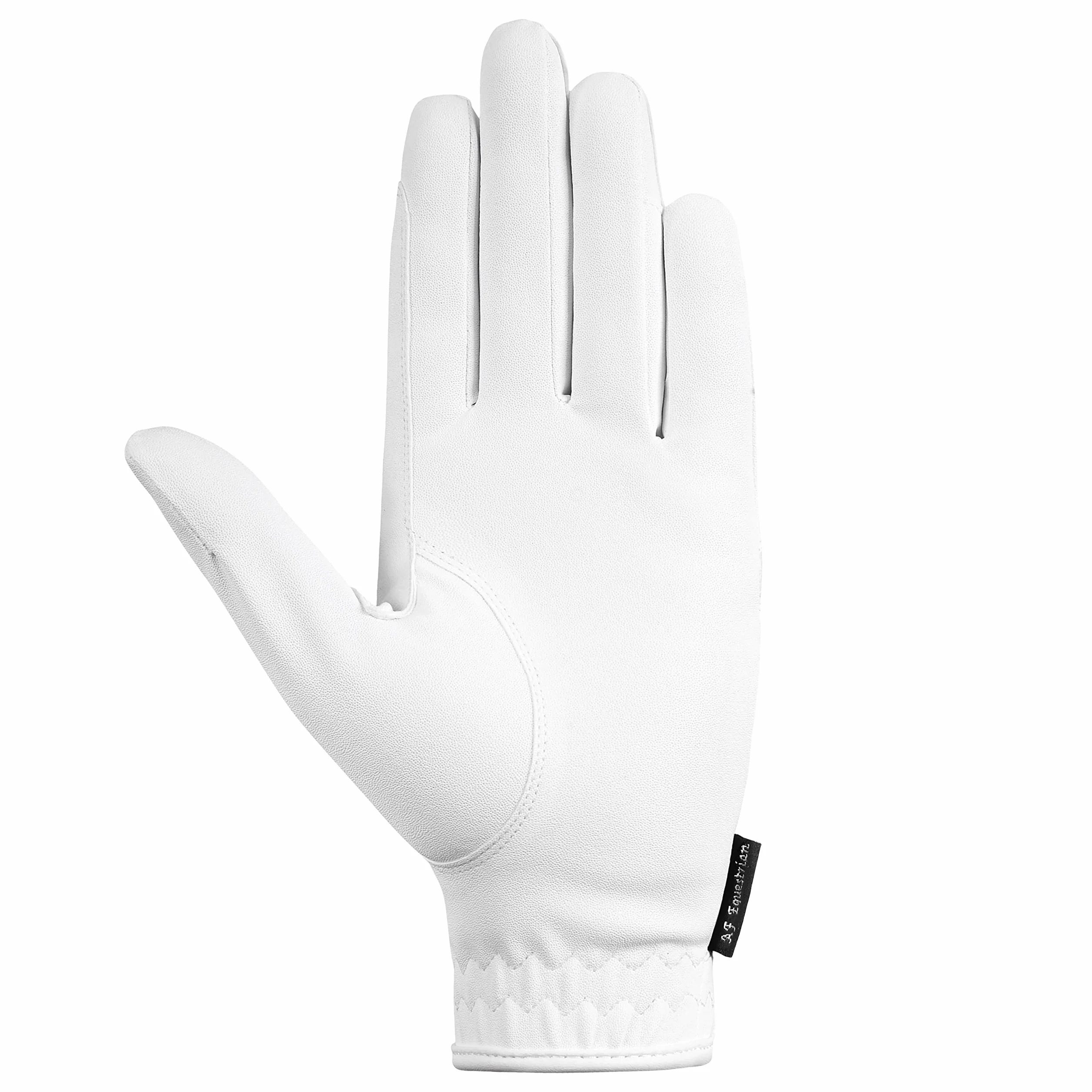 AFE Gants d'équitation en cuir synthétique Sereno respirant pour femme Blanc