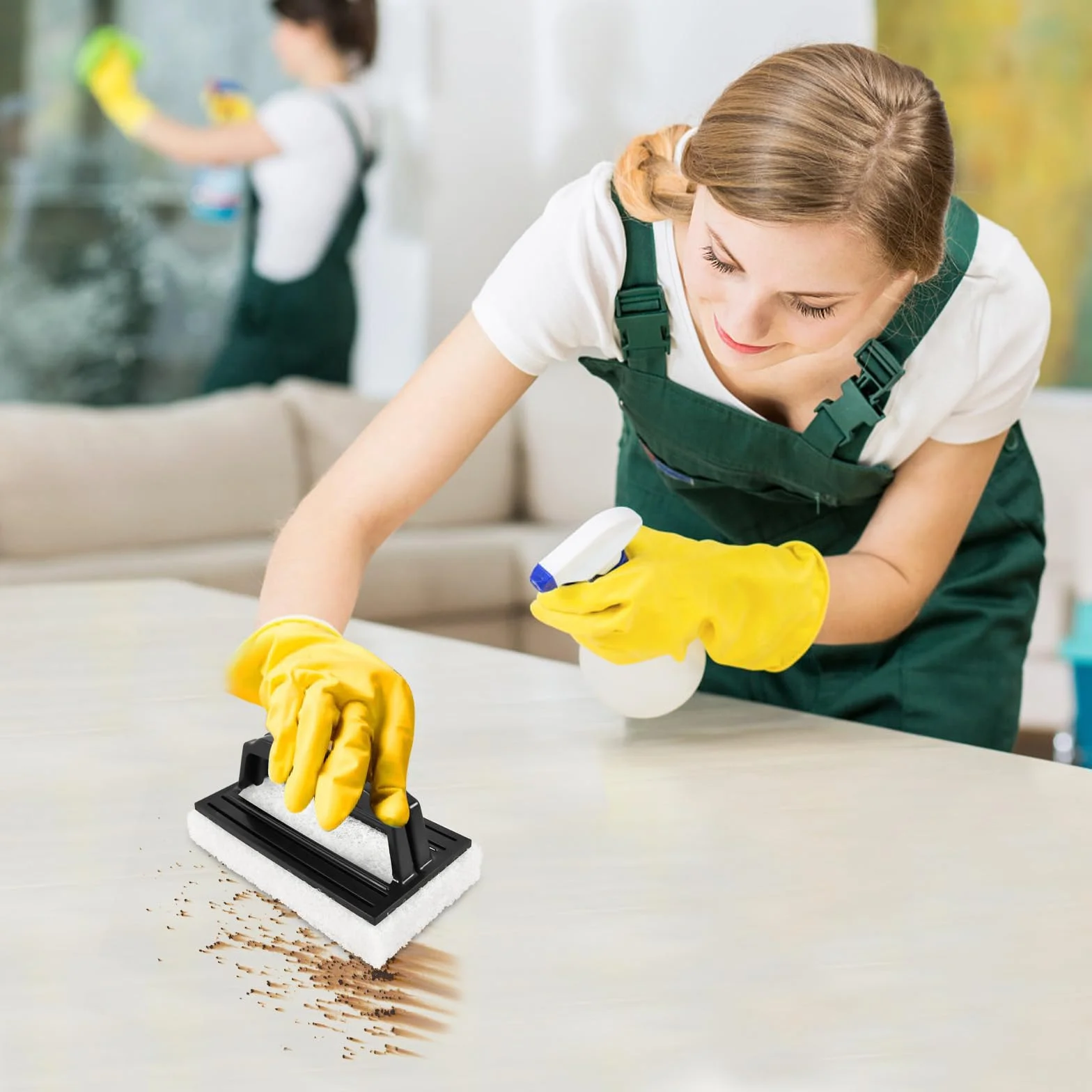 Brosse Éponge pour Piscine de Nettoyage Ligne d'eau Mur Plancher Noir