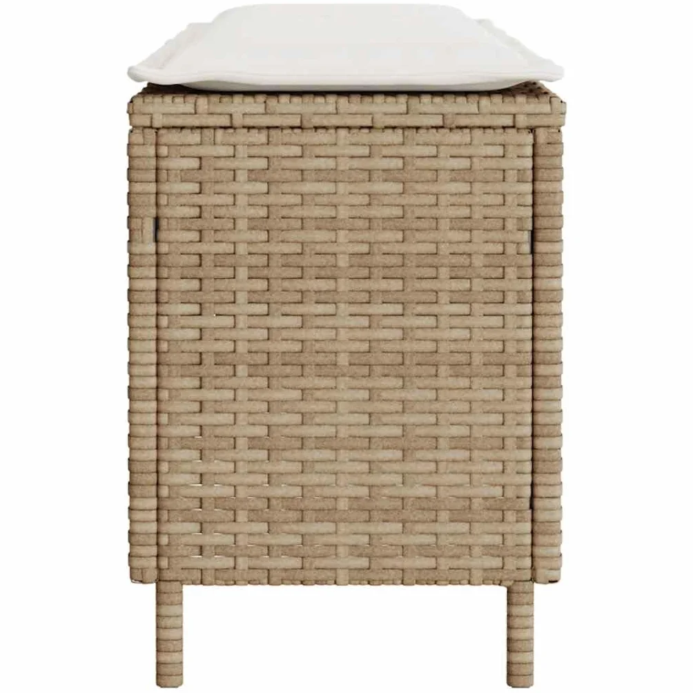 Banc de Jardin en Résine Tressée 110 cm Beige avec Coussin
