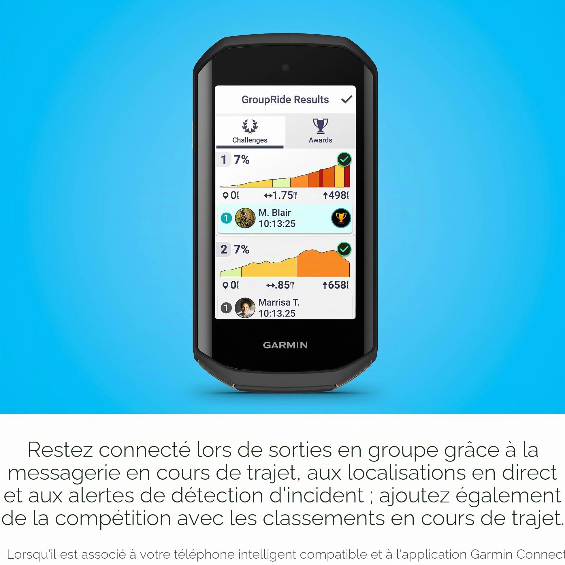 Garmin Edge 1050® Ordinateur de Cyclisme Haut de Gamme, écran Tactile aux Couleurs Vives, Haut-Parleur intégré, Fonctions avancées d'entraînement et de Conduite de Groupe, alertes de Danger Routier
