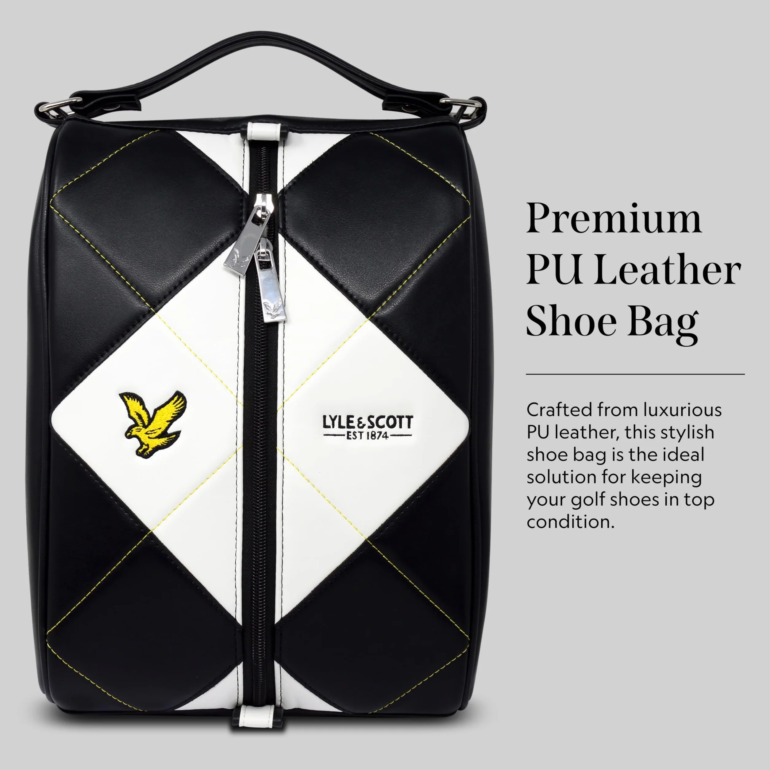 Lyle and Scott Sac à Chaussures de Golf en Cuir avec Aérations Latérales