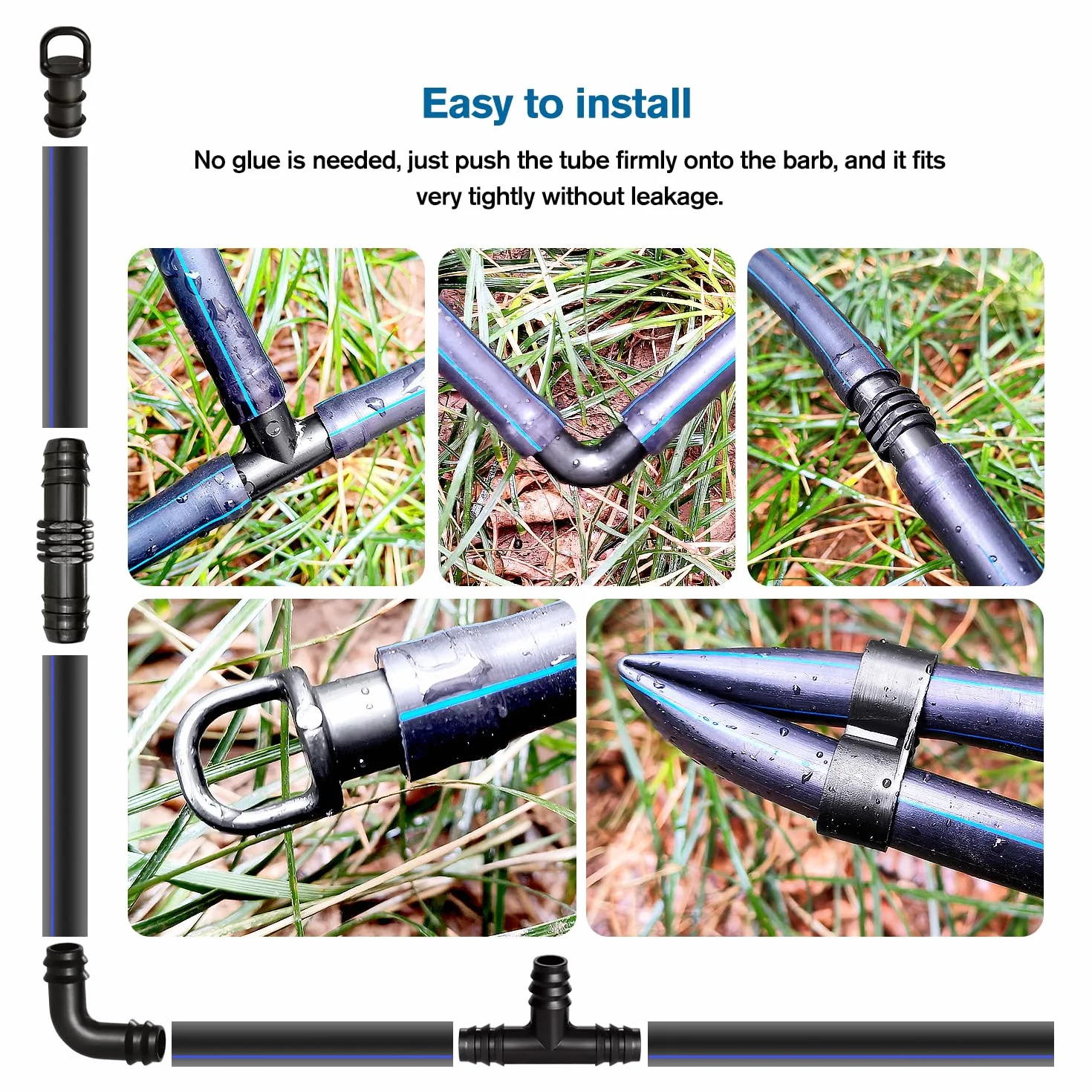 VooGenzek Raccords d'Irrigation 50 Pièces pour Tubes 16mm, Connecteurs Barbelés pour Système d'Arrosage