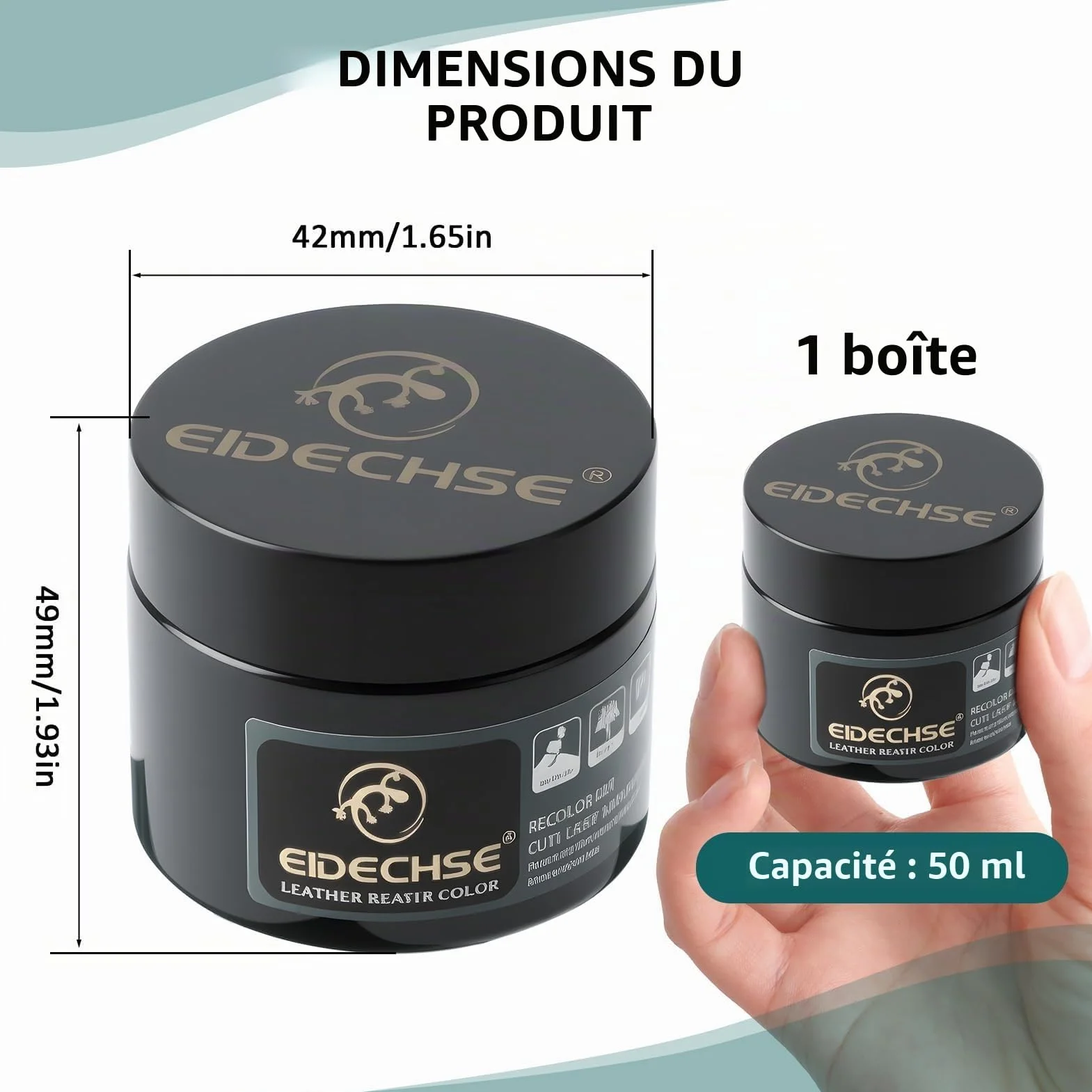 Kit Réparation Cuir Noir 50ml, Teinture Cuir Noir pour Canapé et Siège Auto, Crème Réparatrice Cuir Sofa/Veste Moto, Flüssigleder Schwarz, Produit Rénovation Cuir Noir