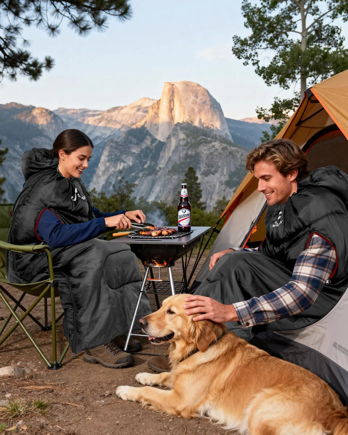 Sac de Couchage 3-4 Saisons 220 x 84 cm Imperméable Léger 1,9 kg Camping Plein Air