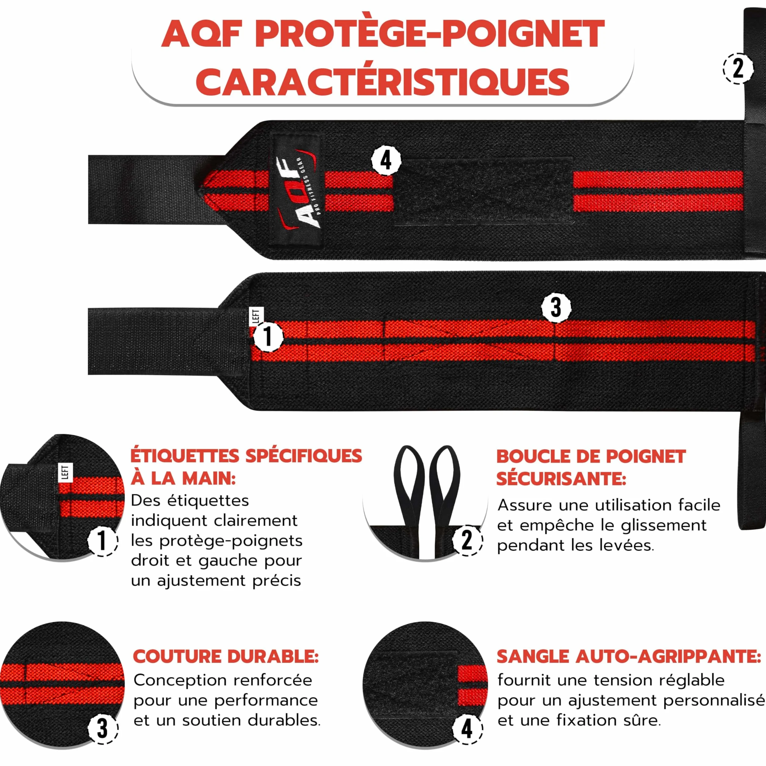 AQF Bande Poignet Musculation - IPL USPA Approuvé Protege Poignet (Paire) - Serre Attelle Poignet De Force Musculation Prennent Sangles Pour fitness, Bodybuilding, Musculation