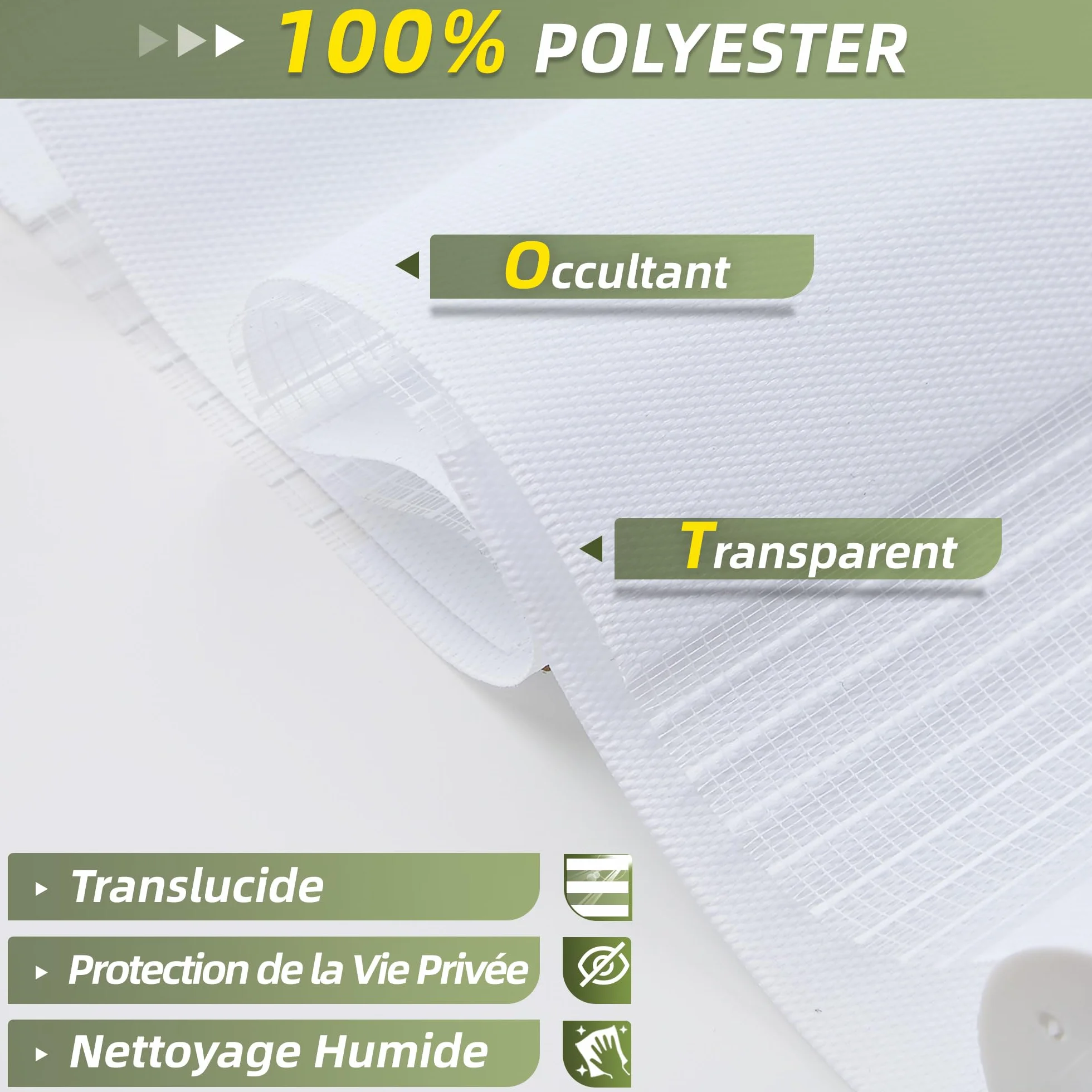 Enrouleur Jour Nuit sans Perçage Double Tissu Rideau Occultant 40x150 cm Blanc