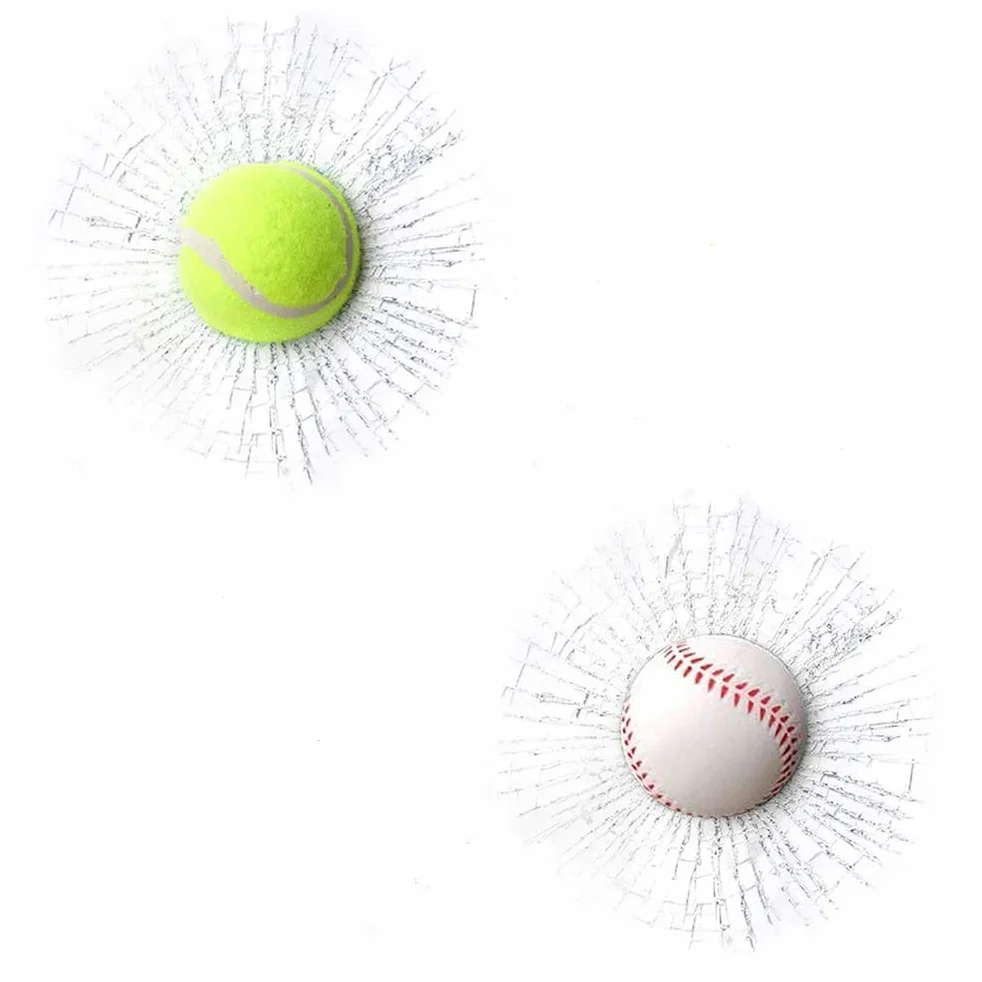 2pcs Verre Cracked Verre Autocollant 3D de Base-Ball de Verre brisé Autocollants Voiture drôle Autocollants Balle de Tennis Prank Stuff Verre concassé Autocollants