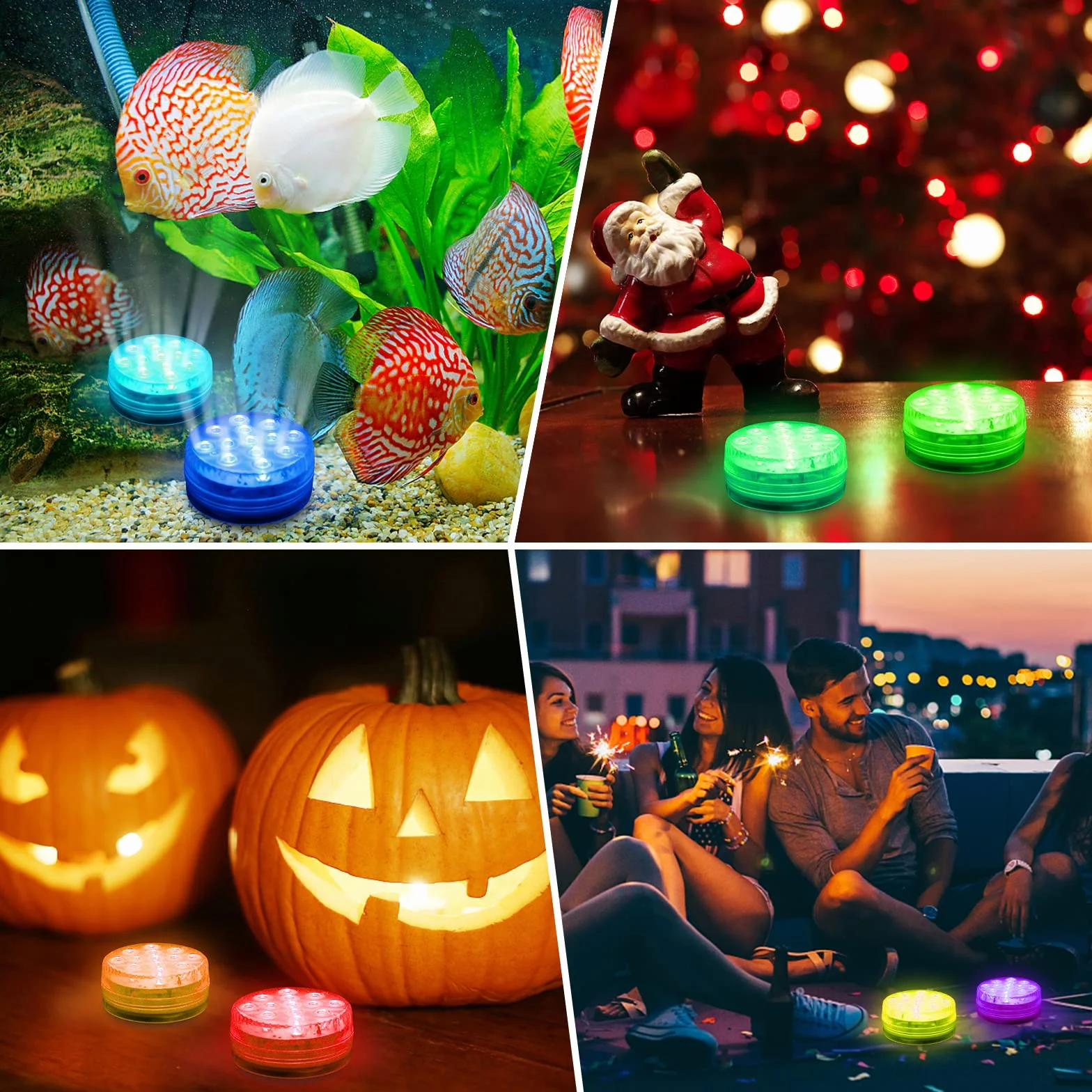 Lumière LED Submersible 2 pièces Lampes LED Imperméable Télécommande 16 RGB Couleurs Changement pour Piscine Aquarium Décoration