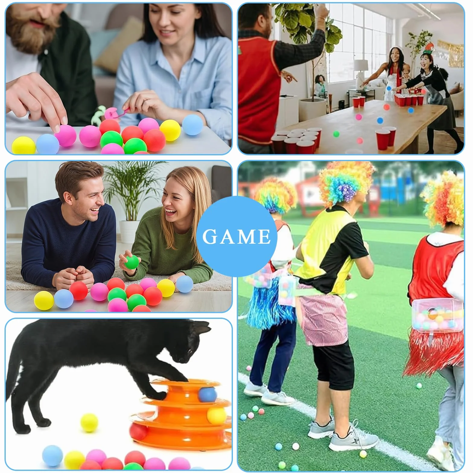 Balles de ping Pong, 50 Pieces Balle ping Pong Exterieur, 40mm Balles de Tennis de Table pour Enfants, Jeux de Fête, Jouets pour Chat, fête de la Famille