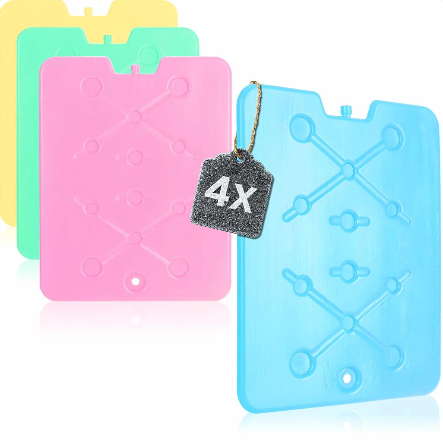 4X Pack réfrigérant Extra Plat - Grand élément réfrigérant pour glacière et Sac Isotherme - 4 pièces