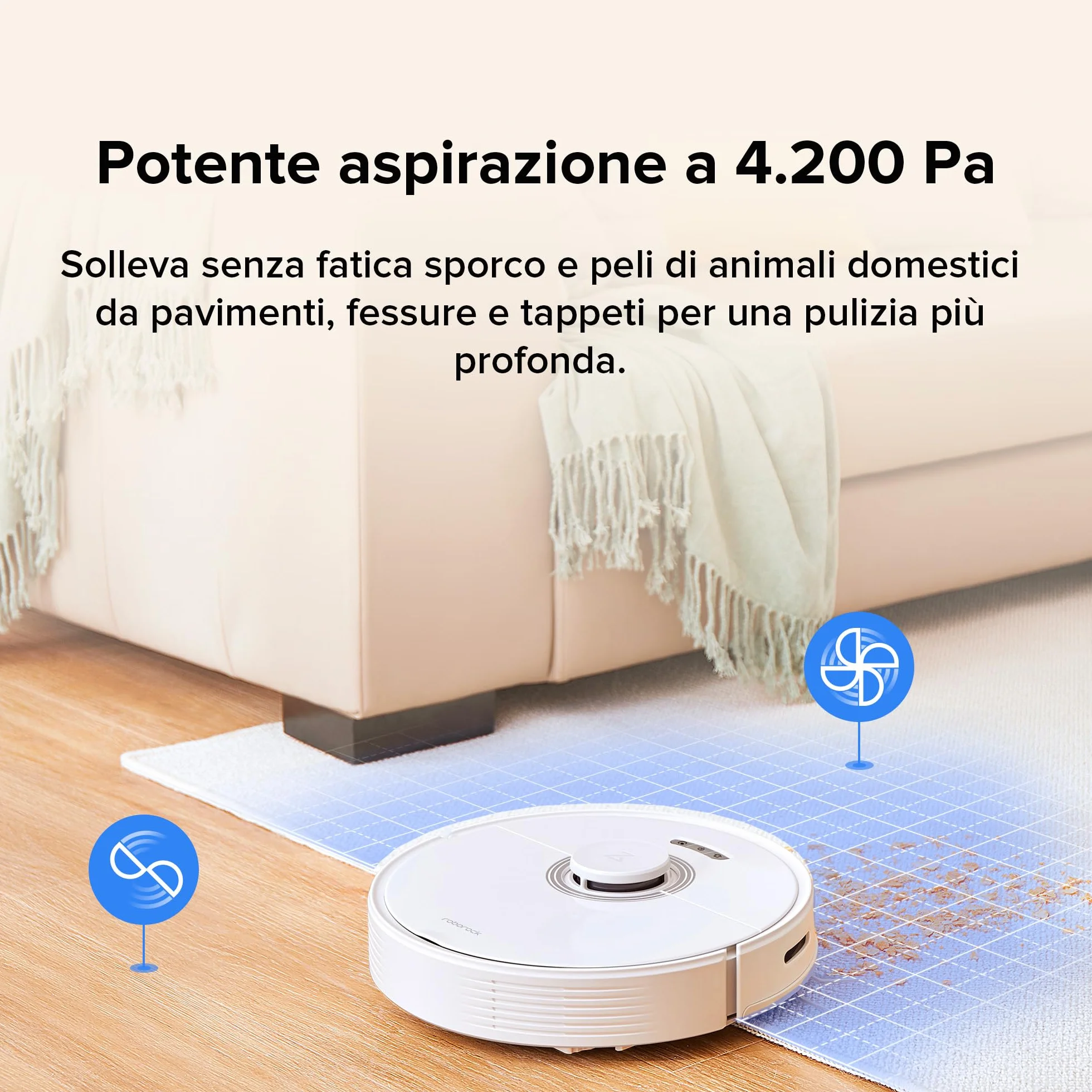 Roborock Q7 Max+ Robot Aspirateur Laveur, 4200Pa, PreciSense LiDAR, 3D Cartographie, Zones Interdites