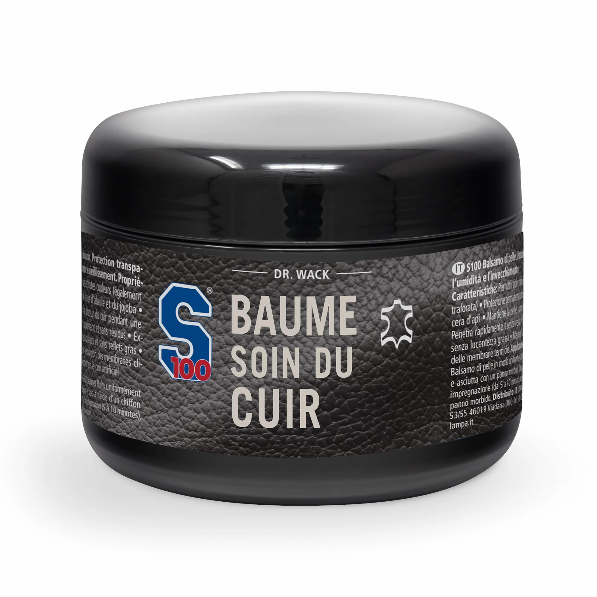 Dr. Wack - S100 Baume Soin du Cuir pour Vêtements et Équipements de Moto - Protection Contre Humidité et Vieillissement - A l'Huile de Jojoba & Cire d'Abeille - Incolore, 250 ml