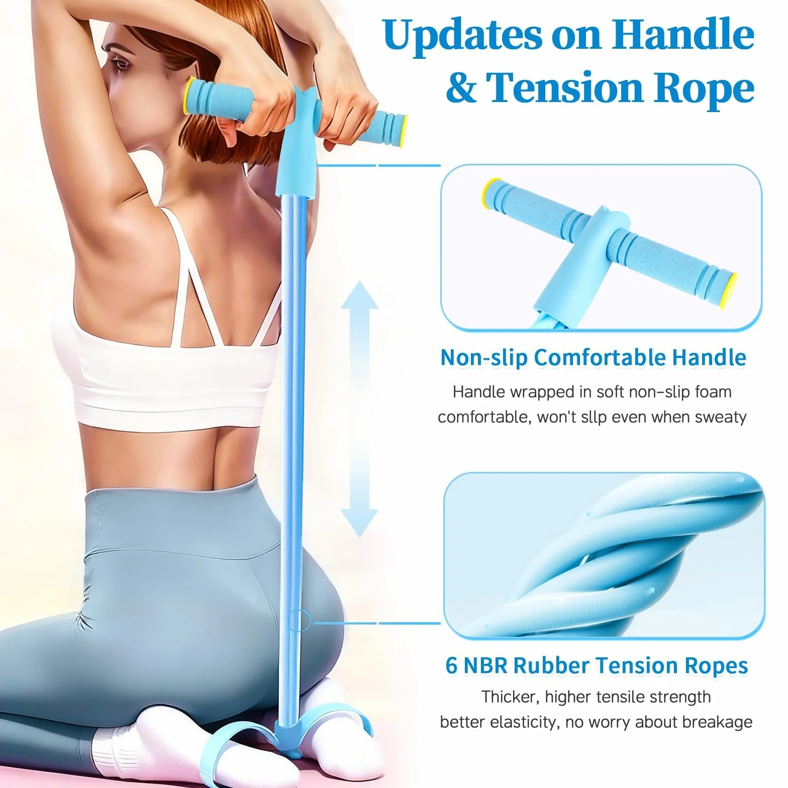 Bande de Résistance Musculation 6 Tubes avec Pédale – Élastique Sport Maison Fitness, Entraînement d'étirement de la Taille, des Bras et des Jambes