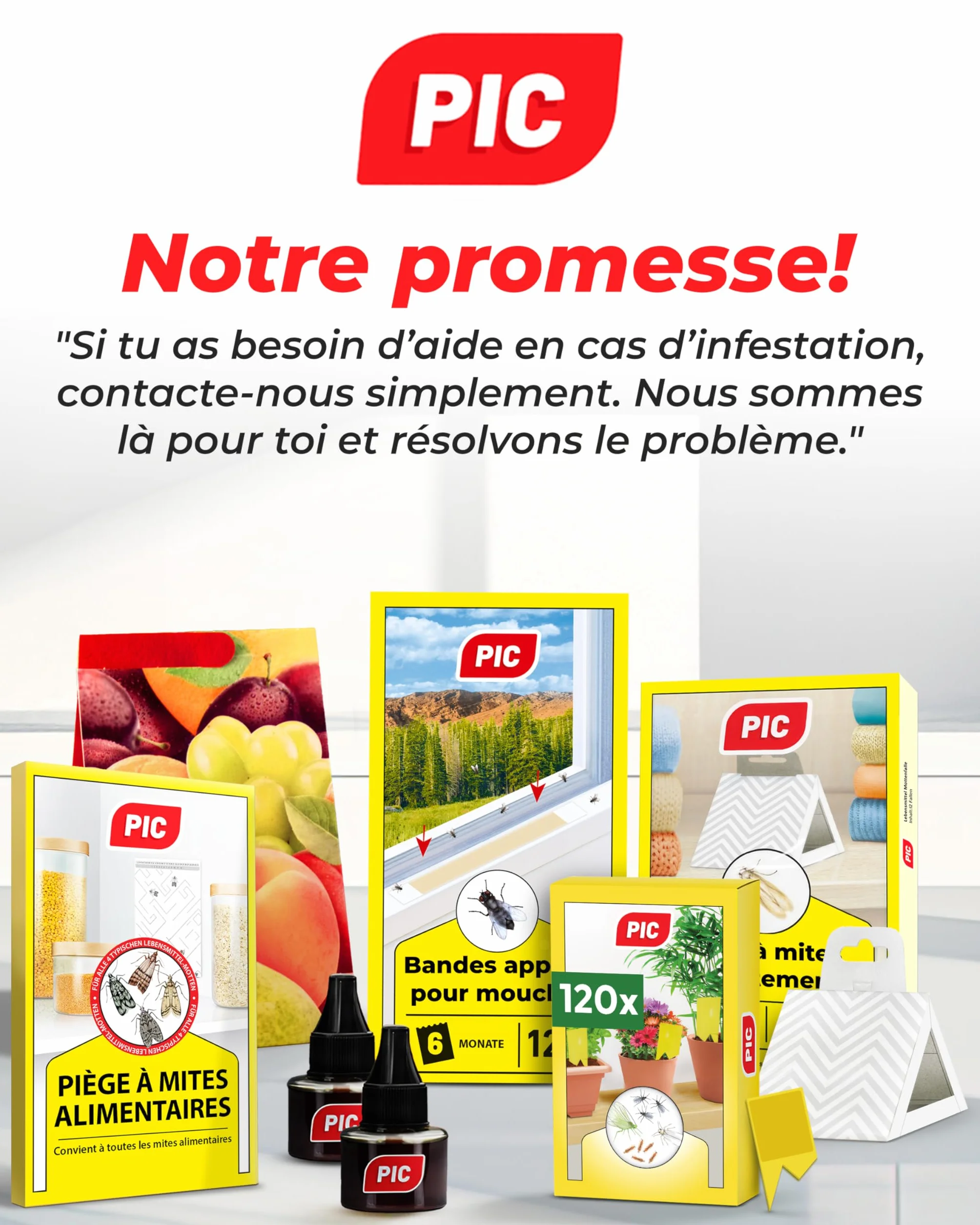 PIC Pièges à Mites Alimentaires 12 Pièges Anti Mites Alimentaires avec Phéromones Protection 8 Semaines