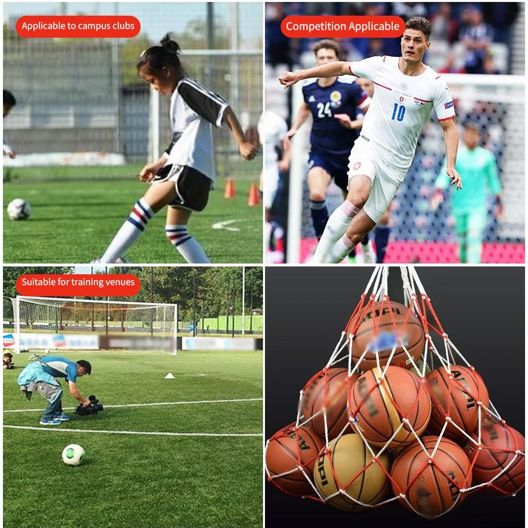 Sac à Ballons de Foot, Grand Capacité Sac de Ballon en Filet avec Cordon de Serrage Bandoulière, Grand Sac en Filet de Football Robuste pour Rugby Volley-Ball