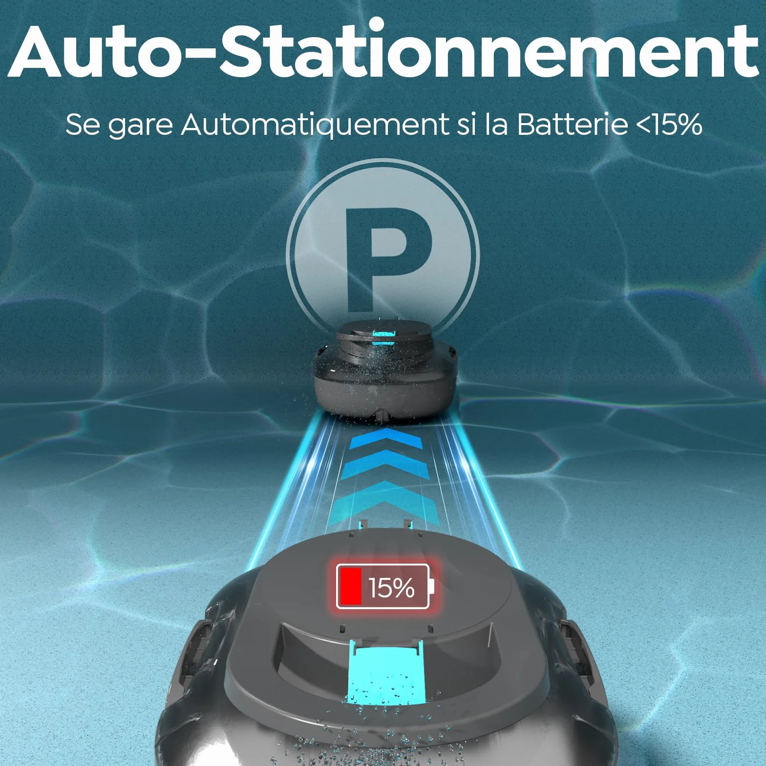 Robot Piscine S1PRO 2026 Autonomie 120 Min Piscines Hors Sol 100m² Aspirateur Double Moteur Gris