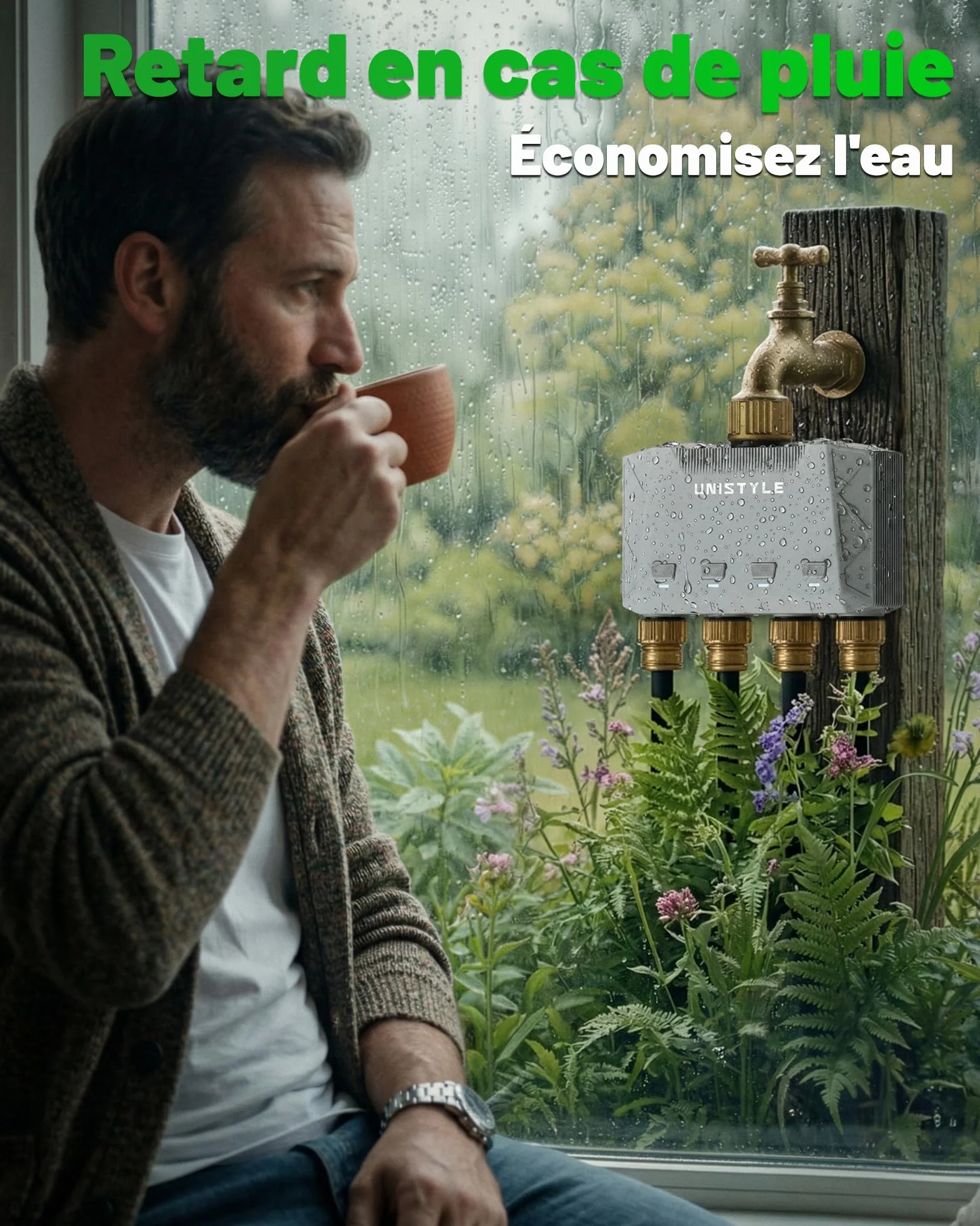 Programmateur Arrosage Connecté WiFi 4 Voies Unistyle – Contrôle via App 5 Programmes Jardin Automatique