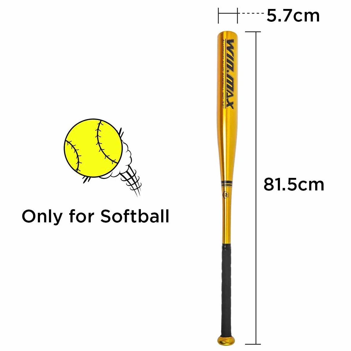 Batte de Baseball en Alliage d'aluminium avec poignée en Caoutchouc 32"