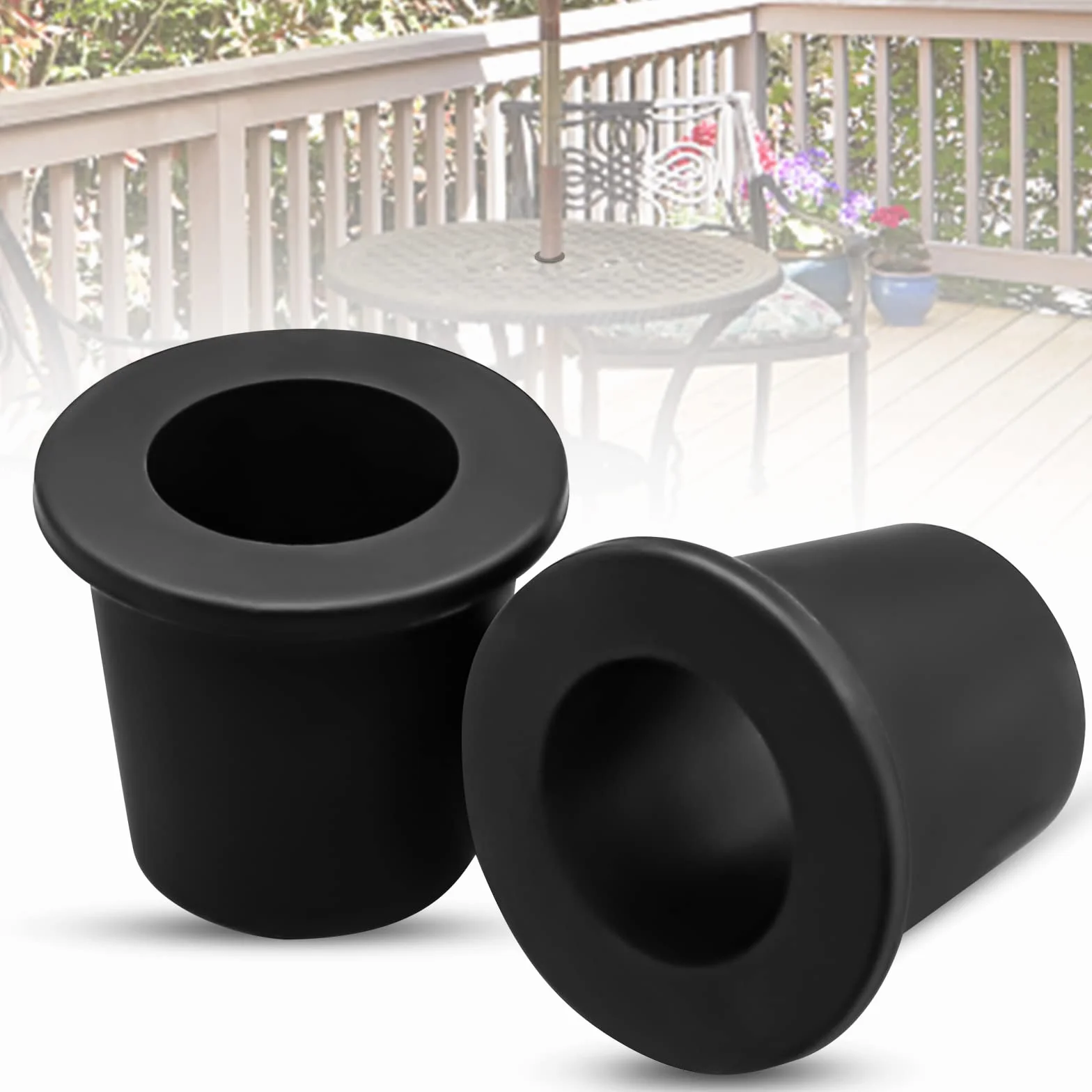 Lot de 2 anneaux de trou pour parasol de table d'extérieur, manchon en silicone, stabilisateur conique