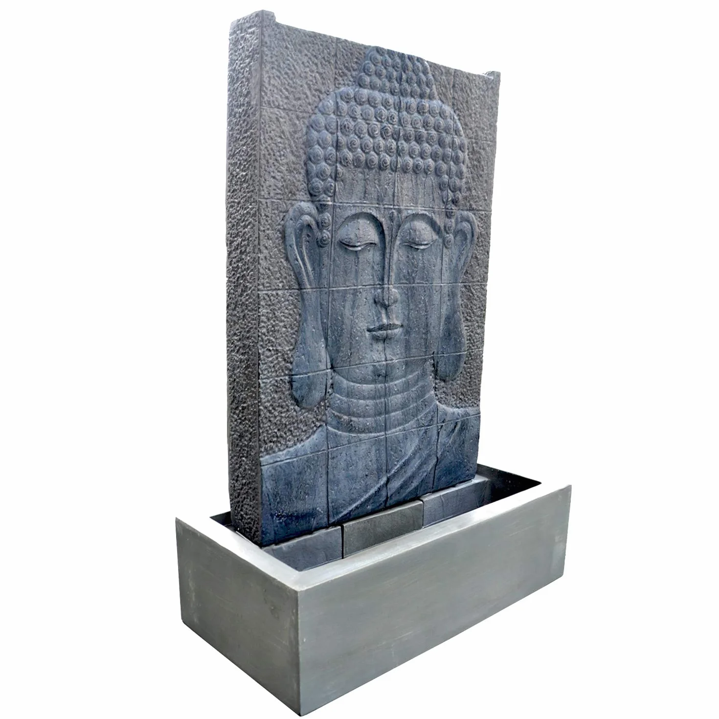 KÖHKO® Fontaine Bouddha Hauteur 102 cm avec éclairage LED mur d'eau pour jardin