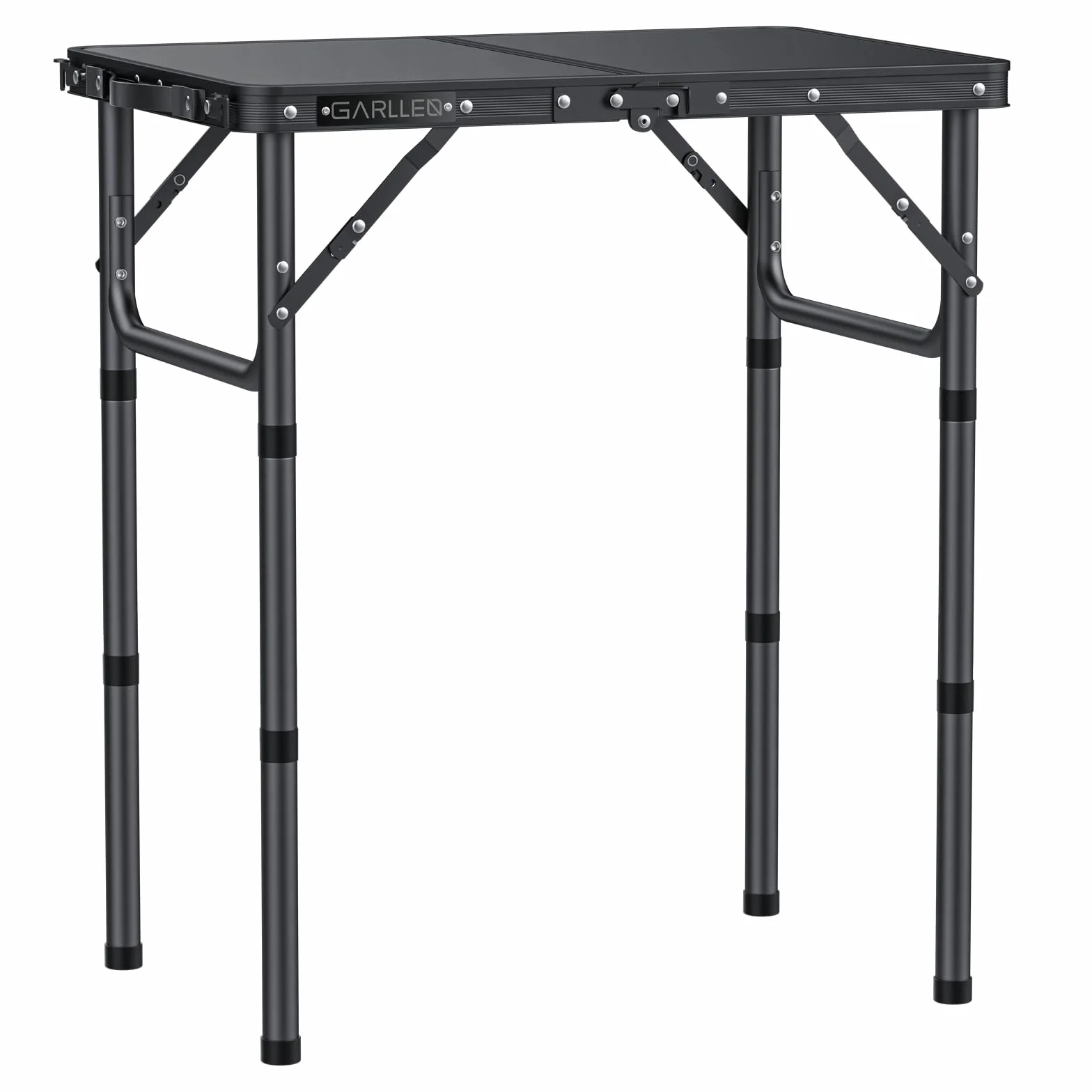 GARLLEN Table de Camping Pliante 58x40 cm 3 Hauteurs Réglables Noir