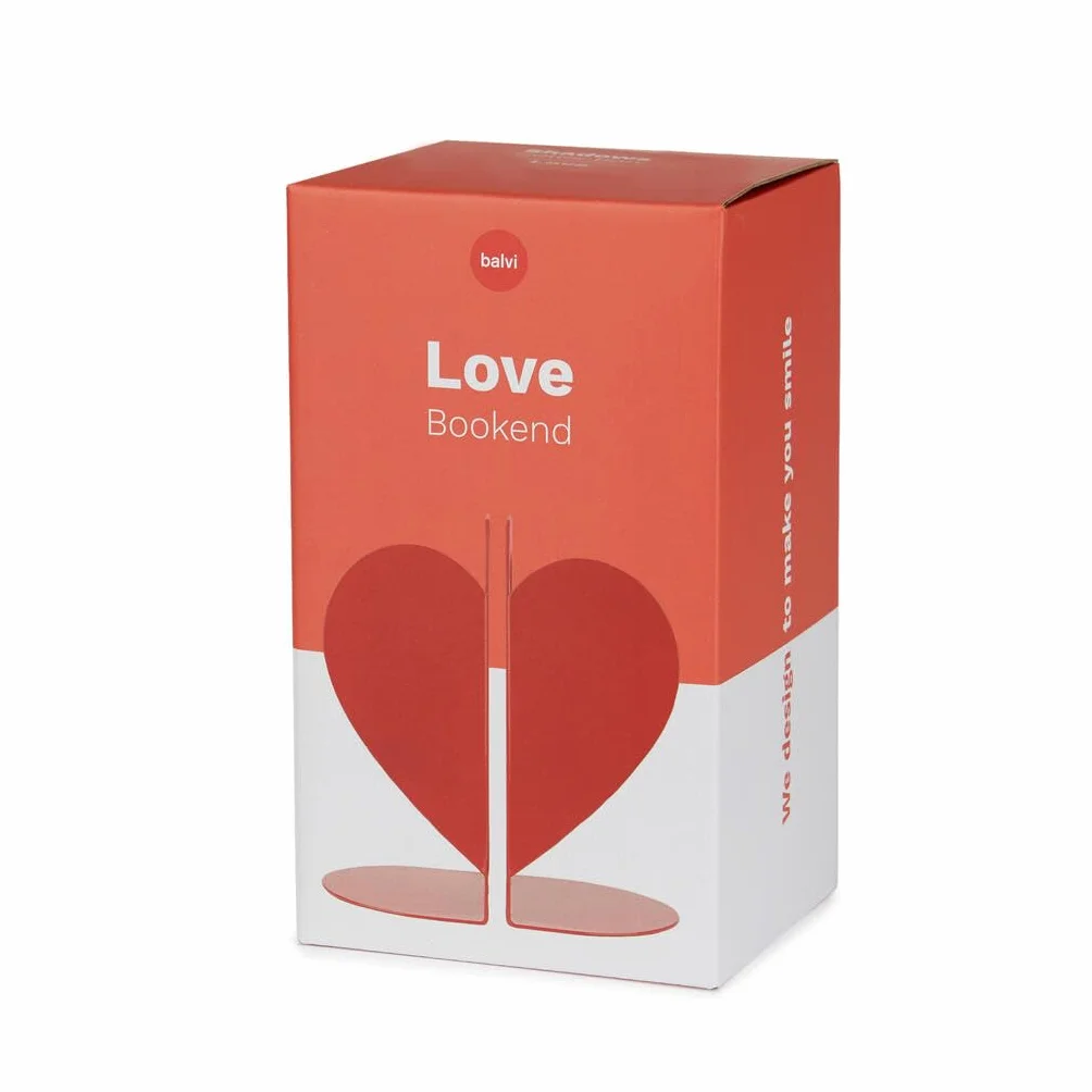 Balvi Serre-Livres Double en Forme de Cœur Métal Rouge Love