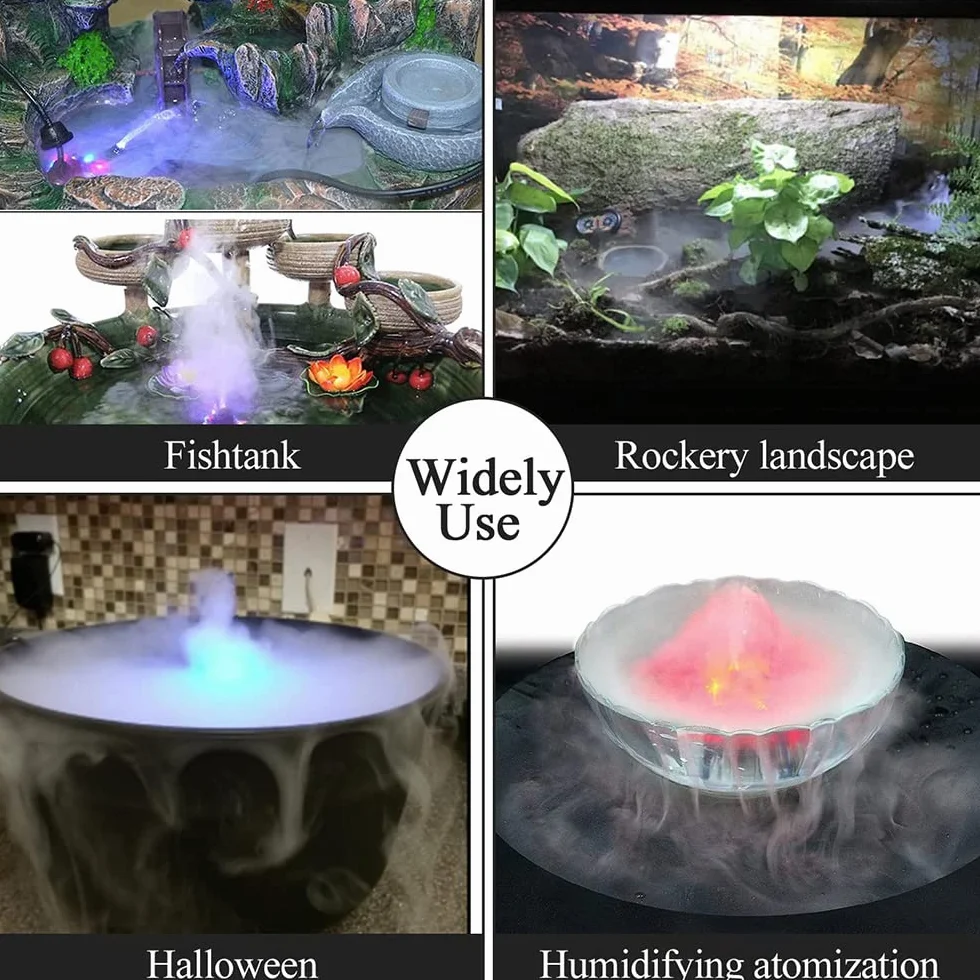 Brumisateur Humidificateur d'Air 12 LED Fontaine d'Eau Étang Machine à Brouillard Ultrasonique avec Adaptateur Halloween