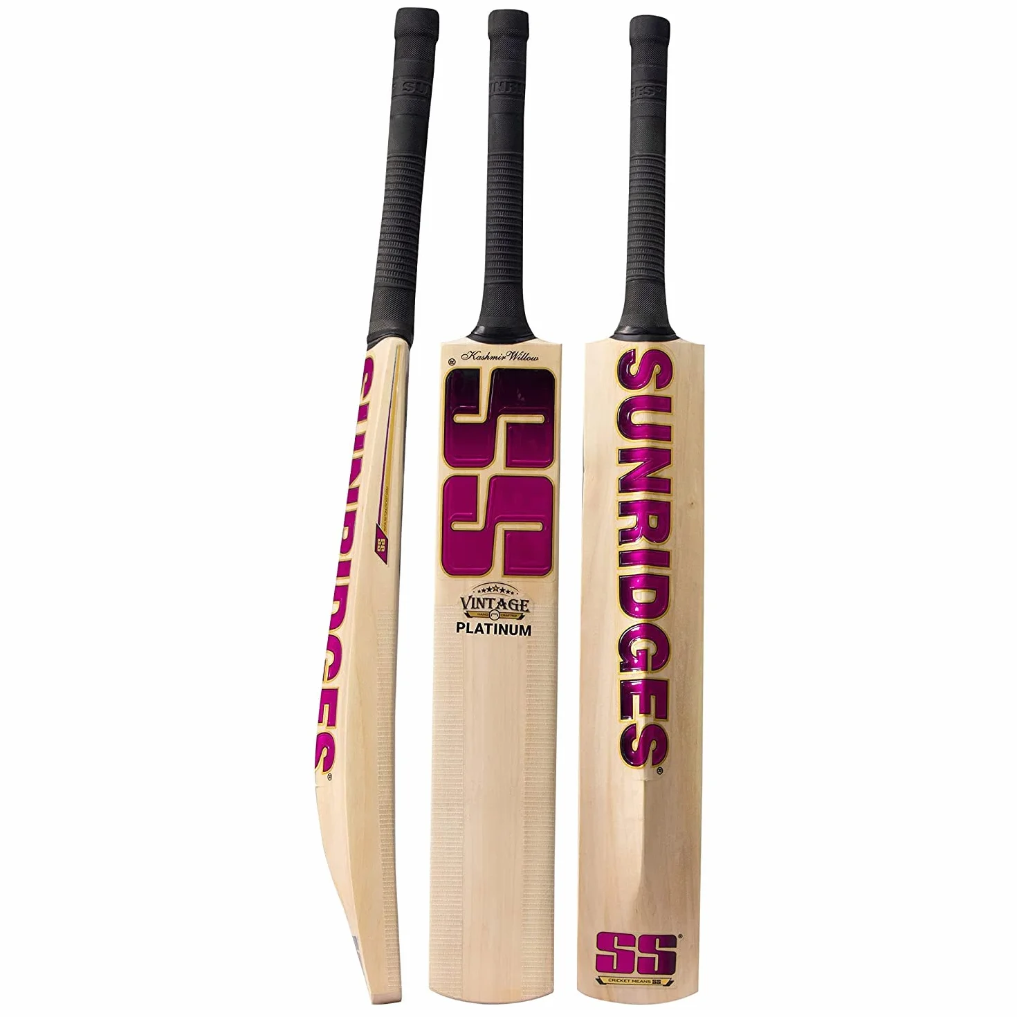 SS Vintage Platinum Kashmir-Willow Courte Poignée Cricket Batte, Beige