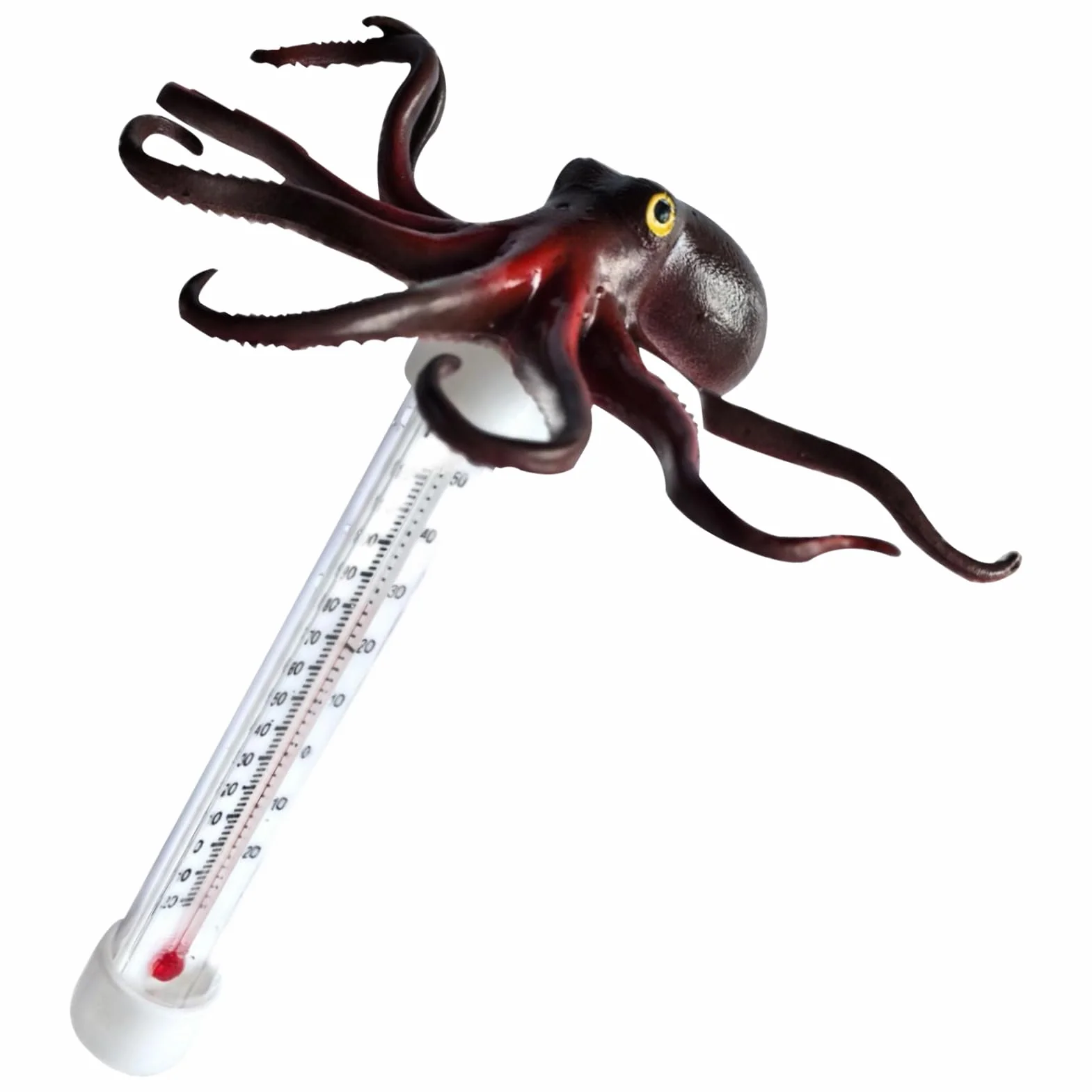 Thermomètre de piscine flottant en forme de pieuvre avec échelle