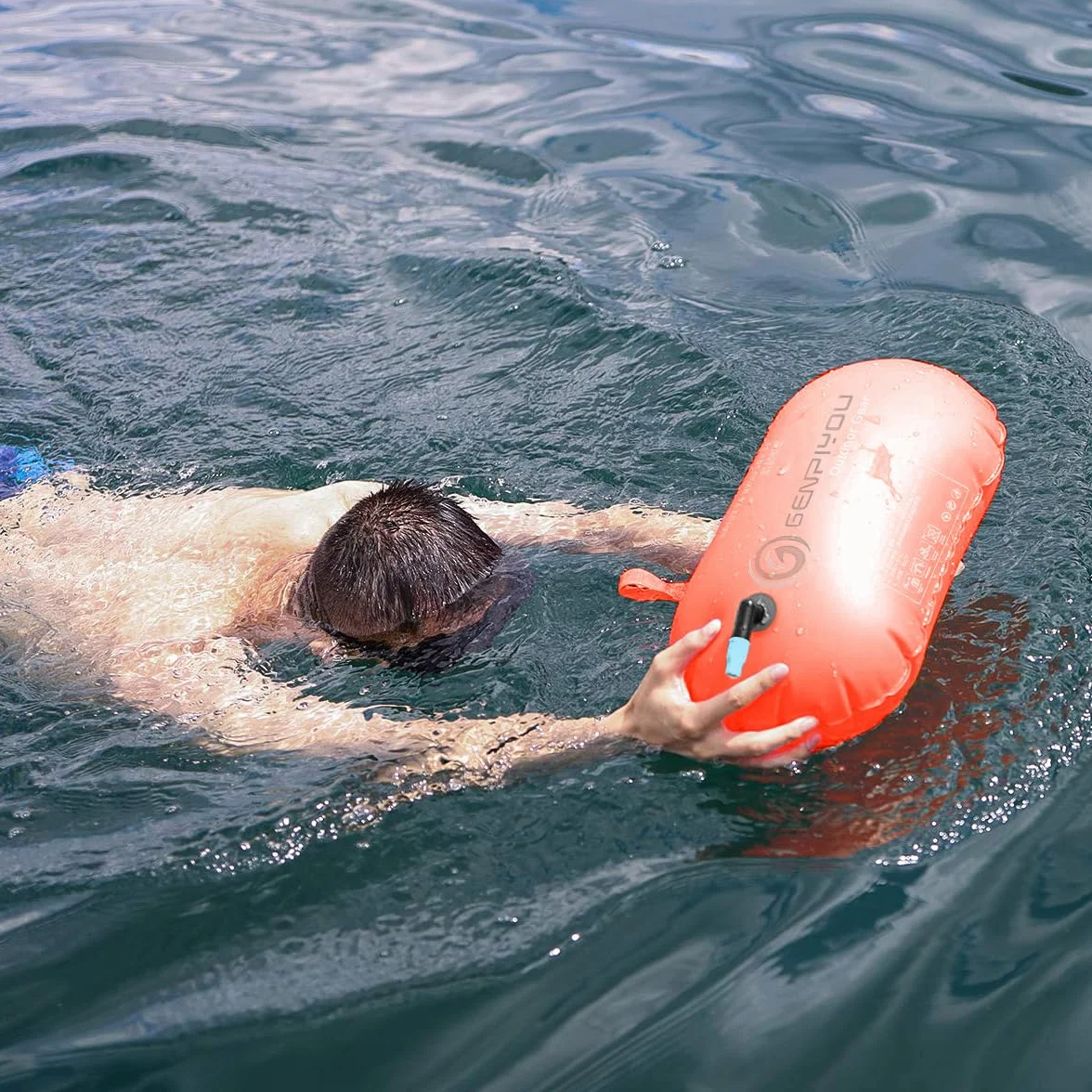 Bouée de Natation Gonflable pour Sports en Eau Libre, Entraînement Très Visible
