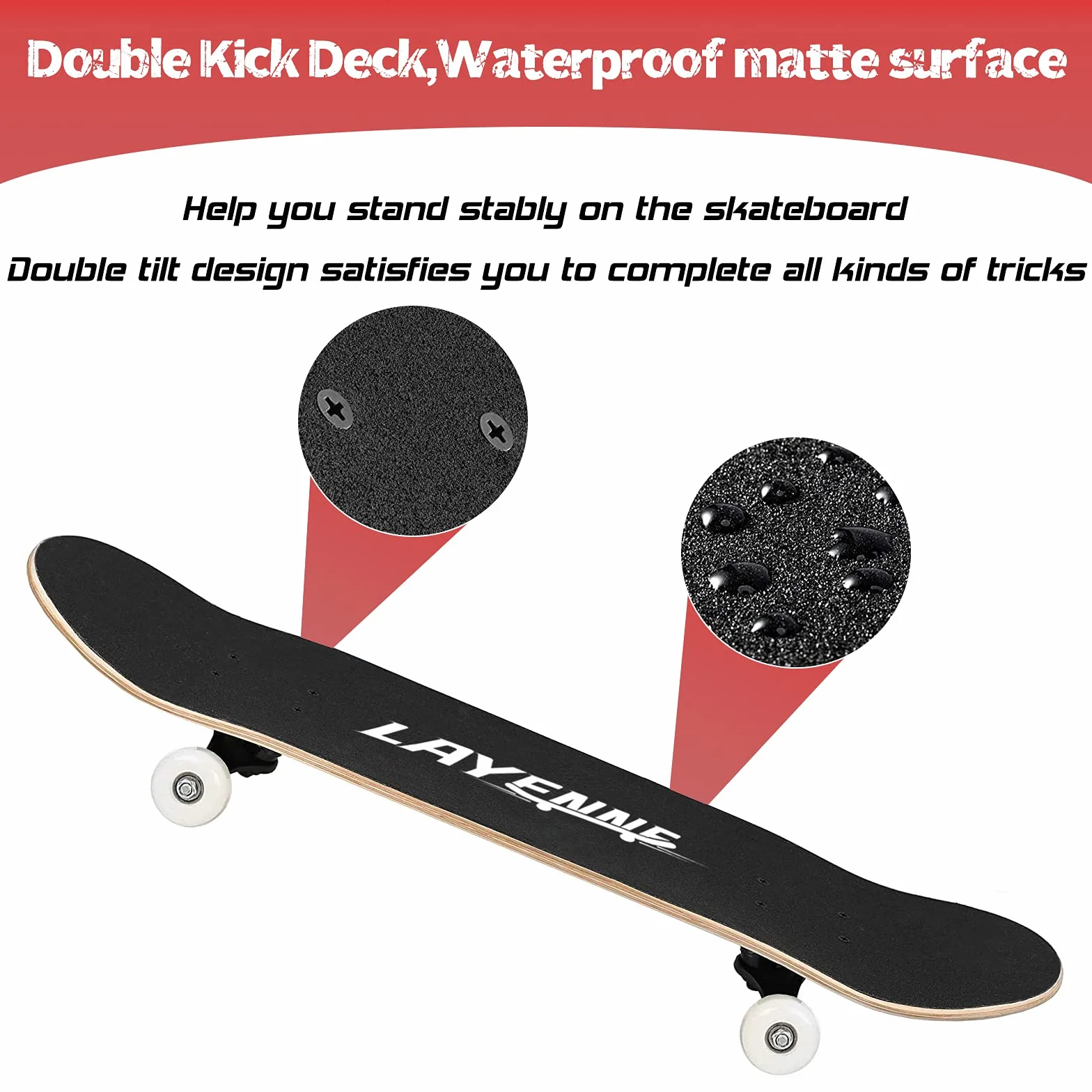 Skateboard débutant, Skateboard à Double Inclinaison en érable, Roulement ABEC-11, Adolescents, Enfants, garçons, Filles, Skateboards Adultes