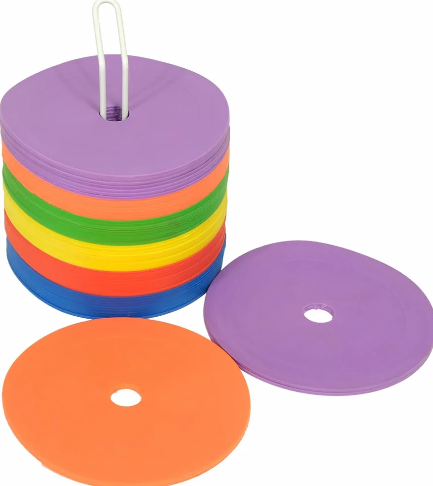 Lot de 60 disques de marquage – 6 couleurs – Plaques de marquage plates pour entraînement sportif, école et jeux