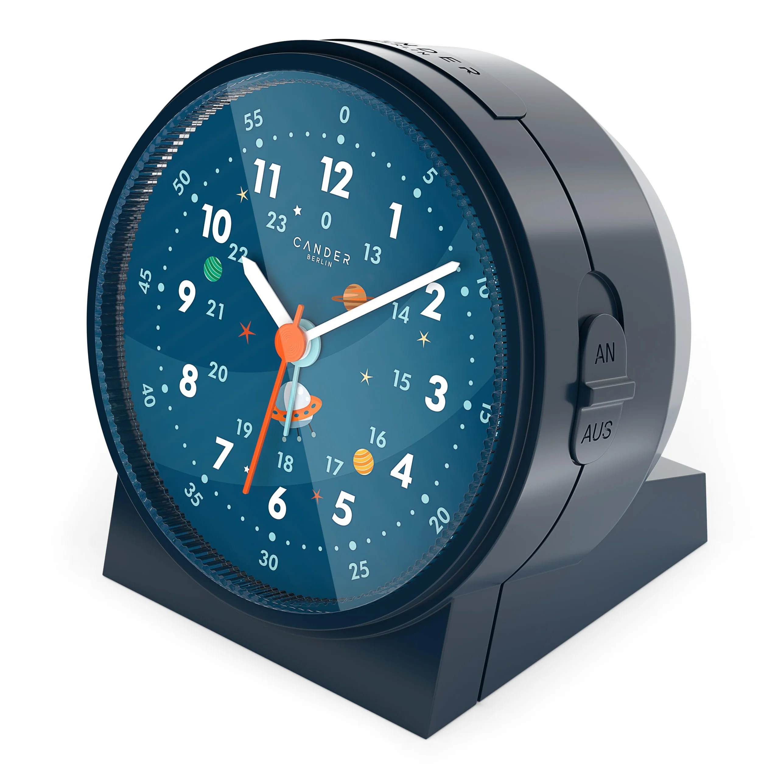 Cander Berlin MNU 1209 A Réveil pour Enfant Silencieux Astronaute Espace lumière Snooze éclairage analogique garçons Filles Chambre d'enfant
