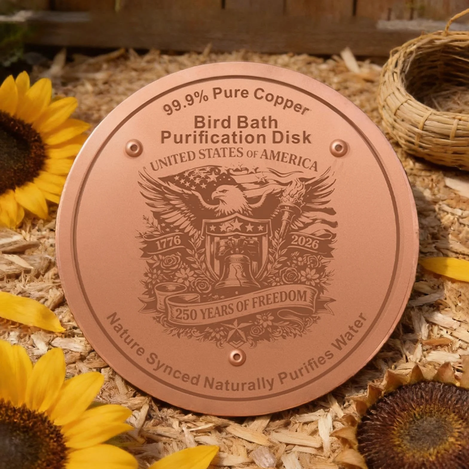 Plaque de bain d'oiseaux en cuivre pour extérieur 10 x 10 x 0,1